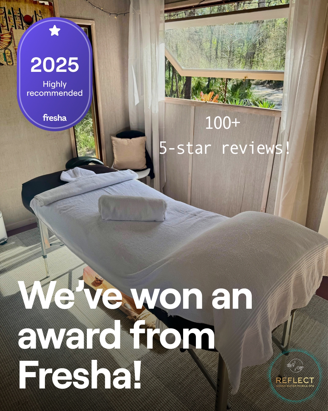 We want to thank our clients who take the time to give us their feedback, we are so proud to have 100+ 5-star reviews!
@fresha has recognised @reflect_mobile_spa_agnes_byron for our consistent commitment to high-quality service in the Spa & Salon Industry.
#freshaawards #visitagnes1770 #agneswatermassage #reflectagneswatermobilespa