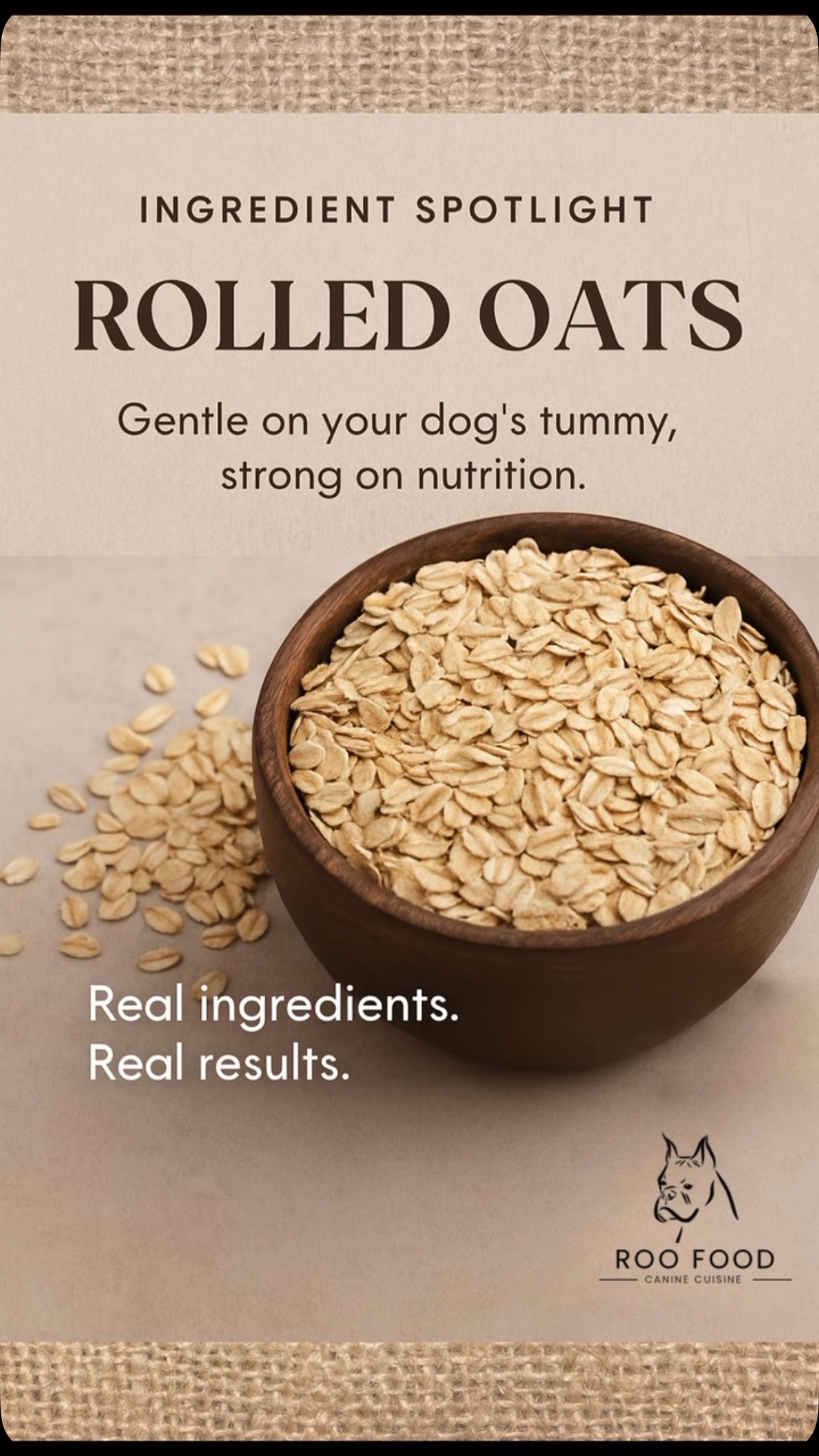 Rolled oats: gentle on the tummy, strong on nutrition. 🌾
Packed with soluble fiber, vitamins, and minerals, they help support digestion and keep your dog fueled for the long haul.
Real ingredients. Real results.
Hashtags:
#RooFood #RealDogFood #CanineNutrition #DogDigestion #WholeFoodForDogs