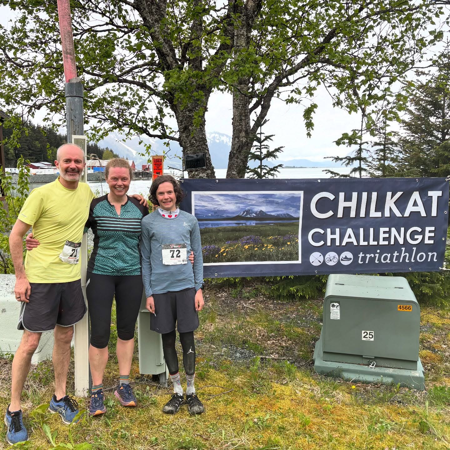 Six years ago we stumbled upon the Chilkat Triathlon while on a bike trip through Alaska, and Ed knew he wanted to jump in as his “one shot to do a triathlon without having to swim.” This gorgeous kayak/bike/run triathlon in and alongside the Chilkat River was an amazing experience of cross-border community and environmental conservation. The boys were 9 and 11 at the time and pumped to bike beside Ed while he sweated it out, offering him water bottles, cheering him on and talking one day of doing it themselves.
This year was the first time the event was held again since we were there in 2019 (covid, etc), so we decided to go for it. Heron was away bike racing in Penticton, so it was just the three of us, and the race organizers agreed that Sitka could give it a shot despite there being no youth category. We weren’t sure how it was going to go, crossing into the US, and Sitka and Joce having never attempted a race like this before, but it was amazing. Such a wonderful community and sense of shared humanity (including shared physical pain). Sitka shocked us all and paddled, biked, ran his heart out - winning the open men’s event! Ed and Joce were pleased to have survived to the finish line : )
Thank you @chilkattri for a wonderful weekend and event. We hope that the Yukon and Alaska can continue as neighbours and friends.
A few pics mixing up 2019 and 2025 on the same course : )