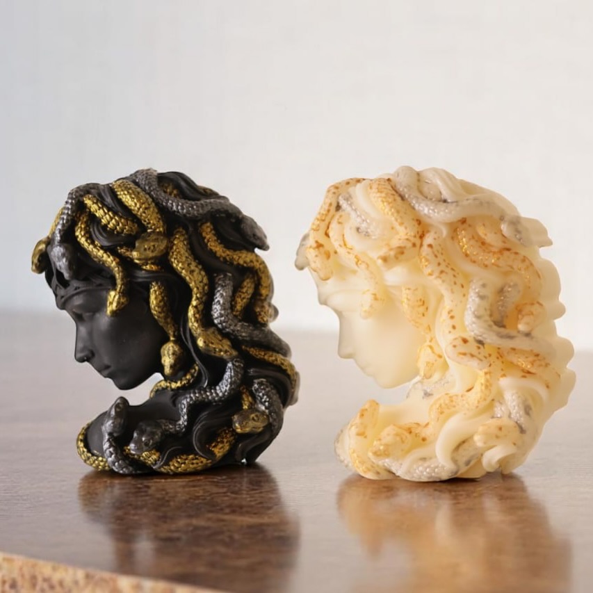 New!!! Medusa candle with gold and silver snakes!