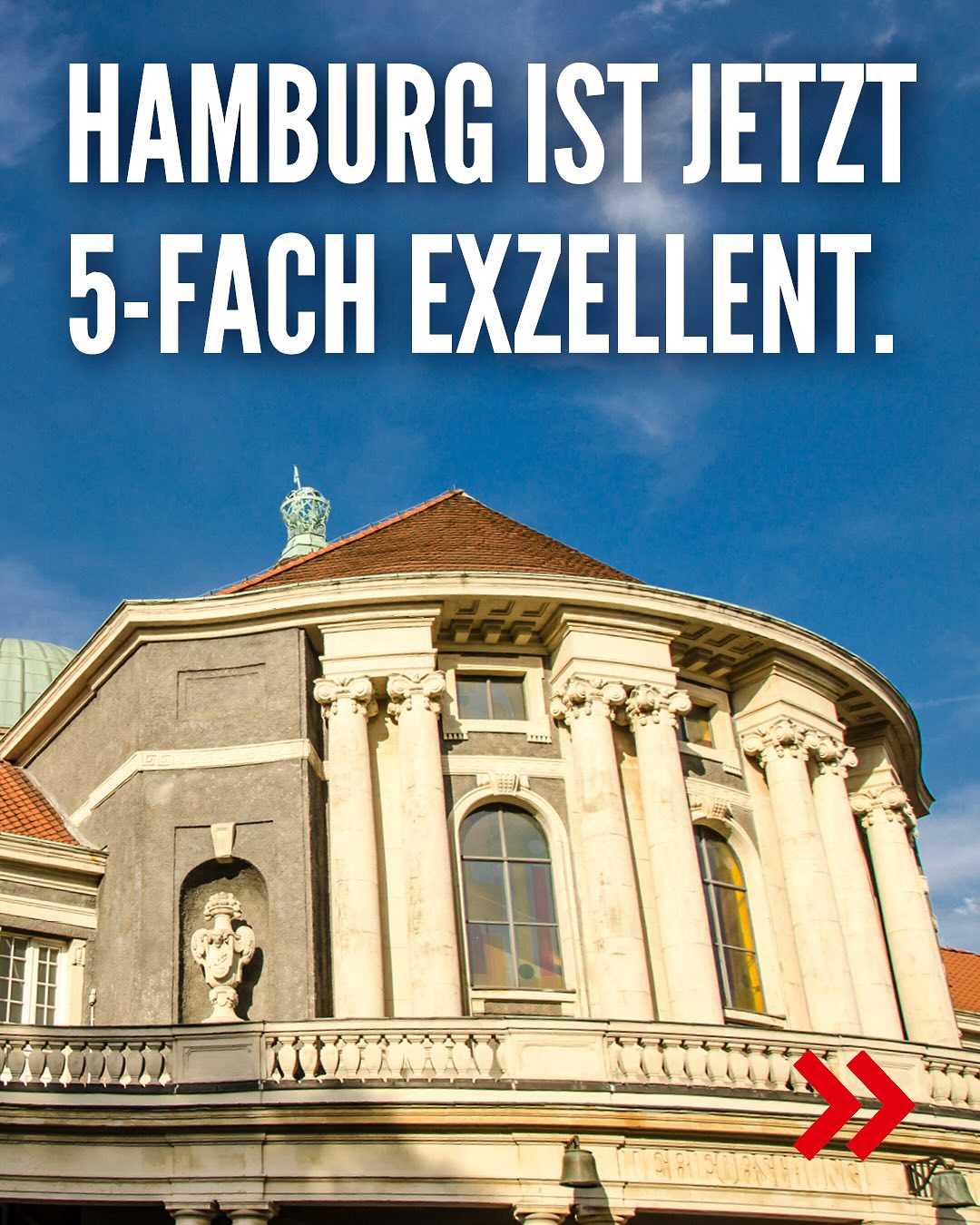 💡 Hamburg ist jetzt fünfmal exzellent!
Im bundesweiten Wettbewerb um die besten Forschungsprojekte haben heute fünf Hamburger Exzellenzcluster den Zuschlag erhalten – ein großartiger Erfolg für die @unihamburg und erstmals auch für die @tuhamburg. Und ganz besonders auch für den Wissenschaftsstandort Hamburg!
🎉 Besonders freue ich mich über das neue Cluster BlueMat: Water-Driven Materials an der TUHH: Hier wird künftig an Materialien geforscht, die sich durch den Kontakt mit Wasser verändern – inspiriert von der Natur, gedacht für die nachhaltige Zukunft.
Mit dabei bleiben außerdem die vier bestehenden Cluster der Uni Hamburg:
🌍 CliCCS – Klimawandel und Gesellschaft
🔬 CUI – Bildgebung auf atomarer Ebene
🌌 Quantum Universe – Teilchenphysik & Kosmos
📜 Understanding Written Artefacts – Manuskripte im Wandel der Zeit
#BlueMat #Exzellenzstrategie #TUHH #UniHamburg #Forschung #Wissenschaft #Spitzenforschung #Hamburg #Innovation #Wissenschaftsstadt #DFG #nachhaltigkeit
