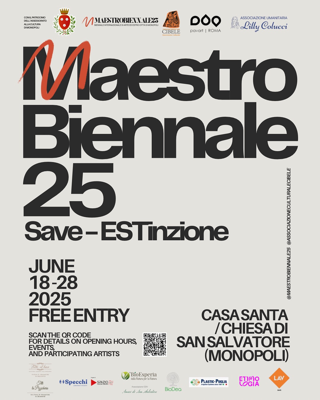 Sono davvero felice e onorato di essere stato invitato ad esporre alla seconda edizione della Maestro Biennale di Monopoli! 😊 Il tema di quest’anno, “Save - ESTinzione,” mi sta particolarmente a cuore e l’ho trovato perfetto per “Charles,” un’opera che, spero, possa far riflettere un po’ tutti sulla relatività del progresso.
#maestrobiennaledimonopoli #SafeEstinzione #ArteEProgresso #MostraDArte #artecontemporaneaitaliana
@maestrobiennaledimonopoli @cocozzadavide @associazioneculturalecibele