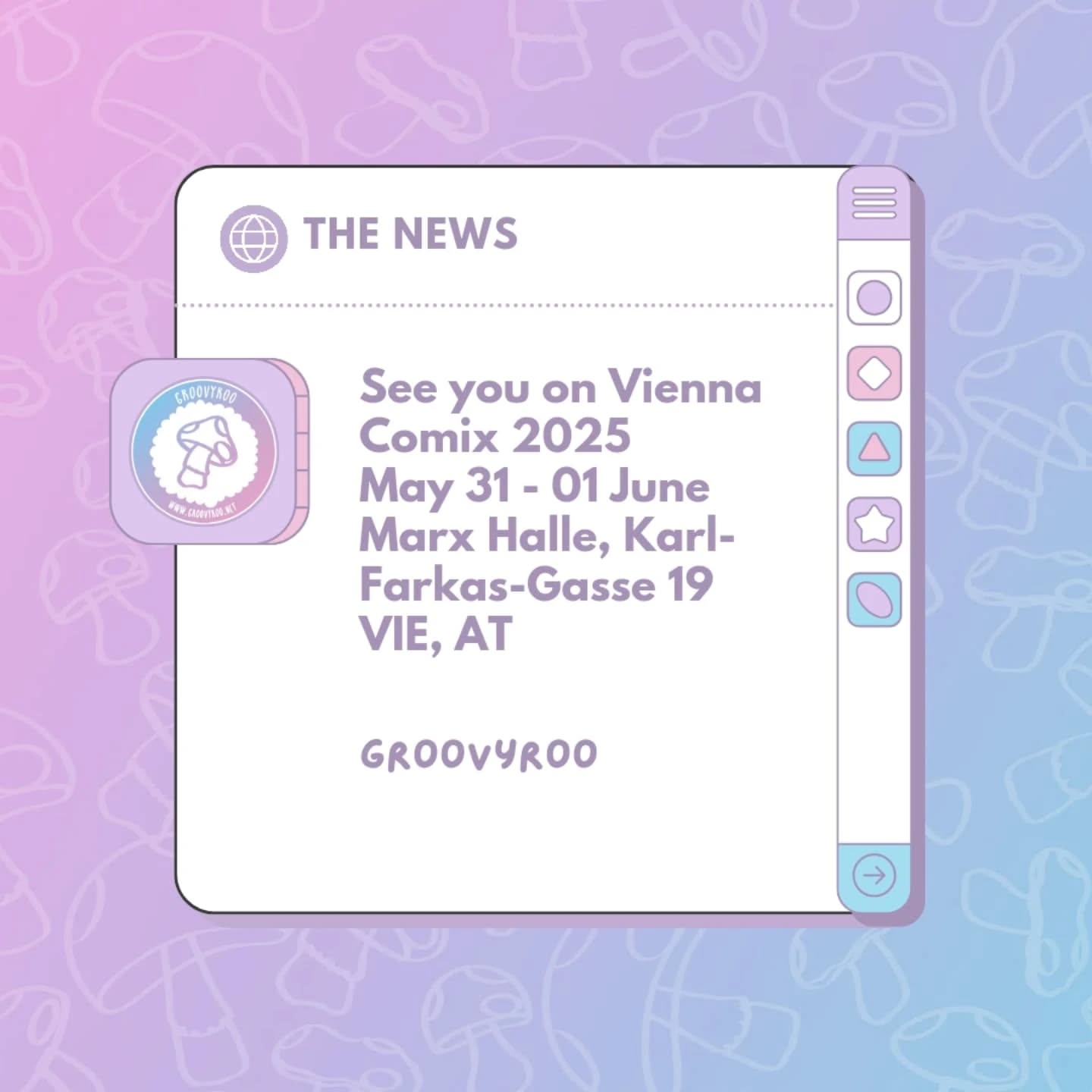 🍄See you this weekend on @viennacomix.
Tickets available on their website. Kids under 13 year old are free entry.
Artist Alley table number 13.
Saturday 12:00–18:00
Sunday 10:00–16:00 Uhr.
Tickets also available on the ticket office on the day of the visit.🍄
