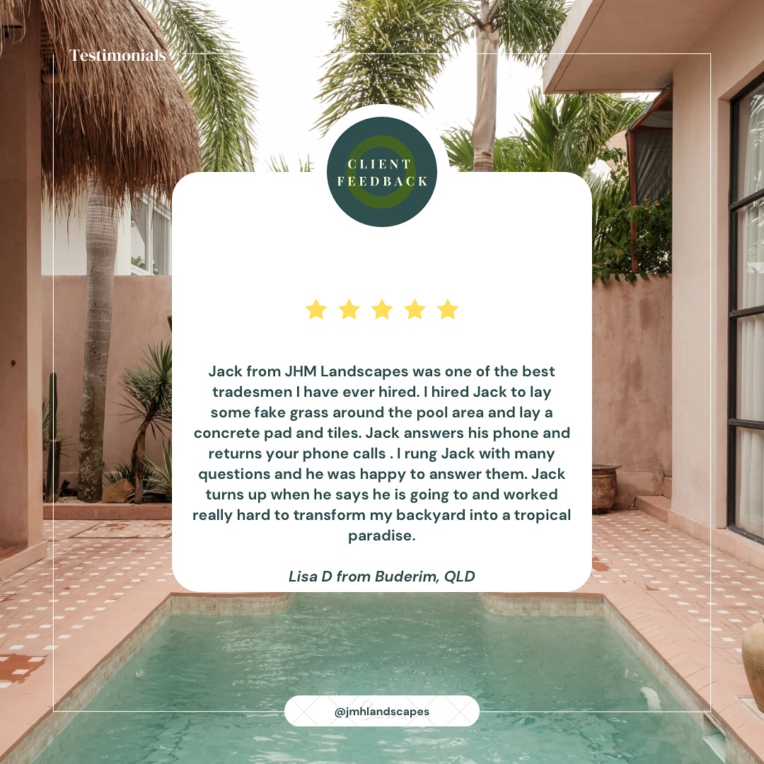 Client reviews > coffee โ๐ฟ
Nothing wakes us up on a Monday like kind words from happy homeowners!
This one made the whole team smile โ and reminded us why we love creating beautiful outdoor spaces.
Ready to love your backyard again? Letโs chat.
#MondayVibes #ClientFeedback #LandscapingLife #GardenGlowUp #OutdoorDreams #SunshineCoastLandscaper #LuxuryLandscaping #JMHLandscapes