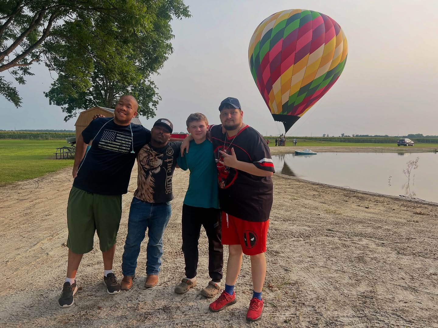 That’s a wrap on day two! A big shoutout to our community partners The Delta Men’s Club and Delta Breeze Hot Air Balloon Promotions! We had a lovely fish fly for dinner followed by exciting hot air balloon rides on the camp land.
We also want to send a very big thank you to the multiple bands who played for us this evening, organized by our board member, Hal Holbrook!