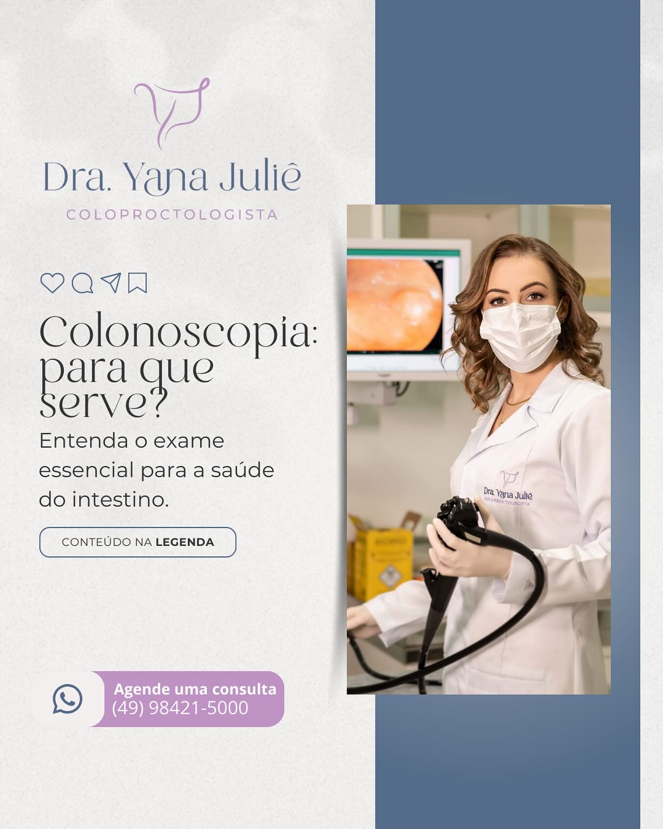Colonoscopia, você sabe para que serve?💡
A colonoscopia é um exame essencial para a saúde
intestinal, capaz de diagnosticar pólipos, inflamações e até prevenir o câncer colorretal.
🩺 Muitos evitam por medo ou desconhecimento, mas o procedimento é seguro, rápido e pode salvar vidas.
Se você tem mais de 50 anos ou apresenta sintomas como sangue nas fezes e dores abdominais, não adie sua avaliação.
Cuidar da saúde é prevenir, e a colonoscopia é
sua aliada nessa jornada. 🌟
👉 Marque seu exame e proteja sua saúde hoje mesmo!
#Colonoscopia #Proctologia #CâncerColorretal
#Prevenção #SaúdeÉPrioridade #proctochapeco #proctologistachapeco #chapecó