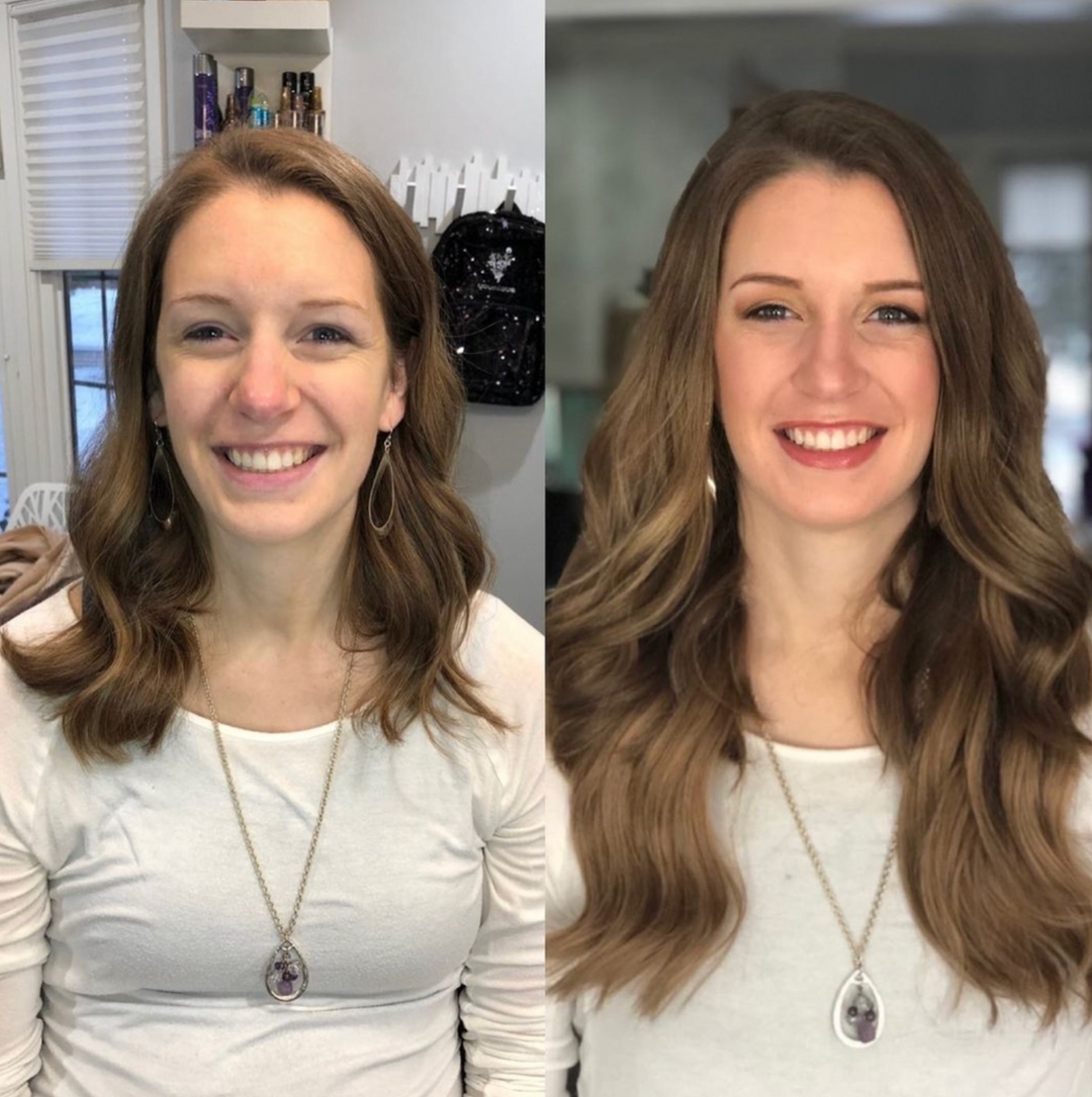 Before ➡️ After: The Hidden Crown magic is real.
From fine and flat to full and fabulous—Hidden Crown extensions instantly transform your look with length, volume, and natural movement. Seamless, lightweight, and damage-free, they’re the secret weapon behind that effortlessly glam hair flip.
Ready for your own transformation? Let’s crown you next. 👑💁♀️