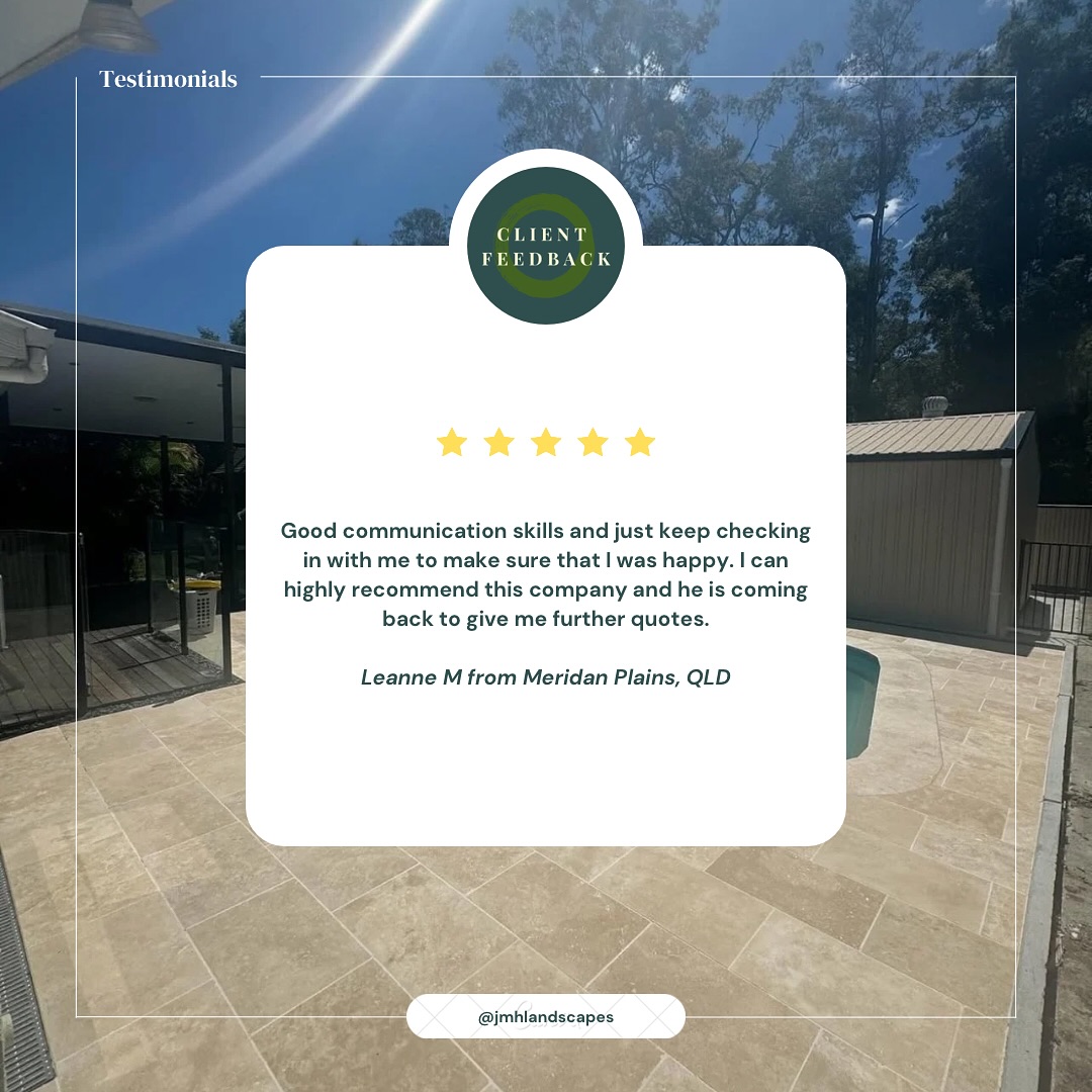 Kicking off Monday with kind words and finished work weโre proud of ๐
Every project is a team effort, and hearing feedback like this makes it all worth it.
Big thanks to our incredible clients for trusting us with their space โ and letting us turn it into something special ๐ฟ
#MondayFeels #ClientLove #LandscapingWithHeart #SunshineCoastLandscaper #GardenDesign #BackyardInspo #LuxuryLandscaping #JMHLandscapes