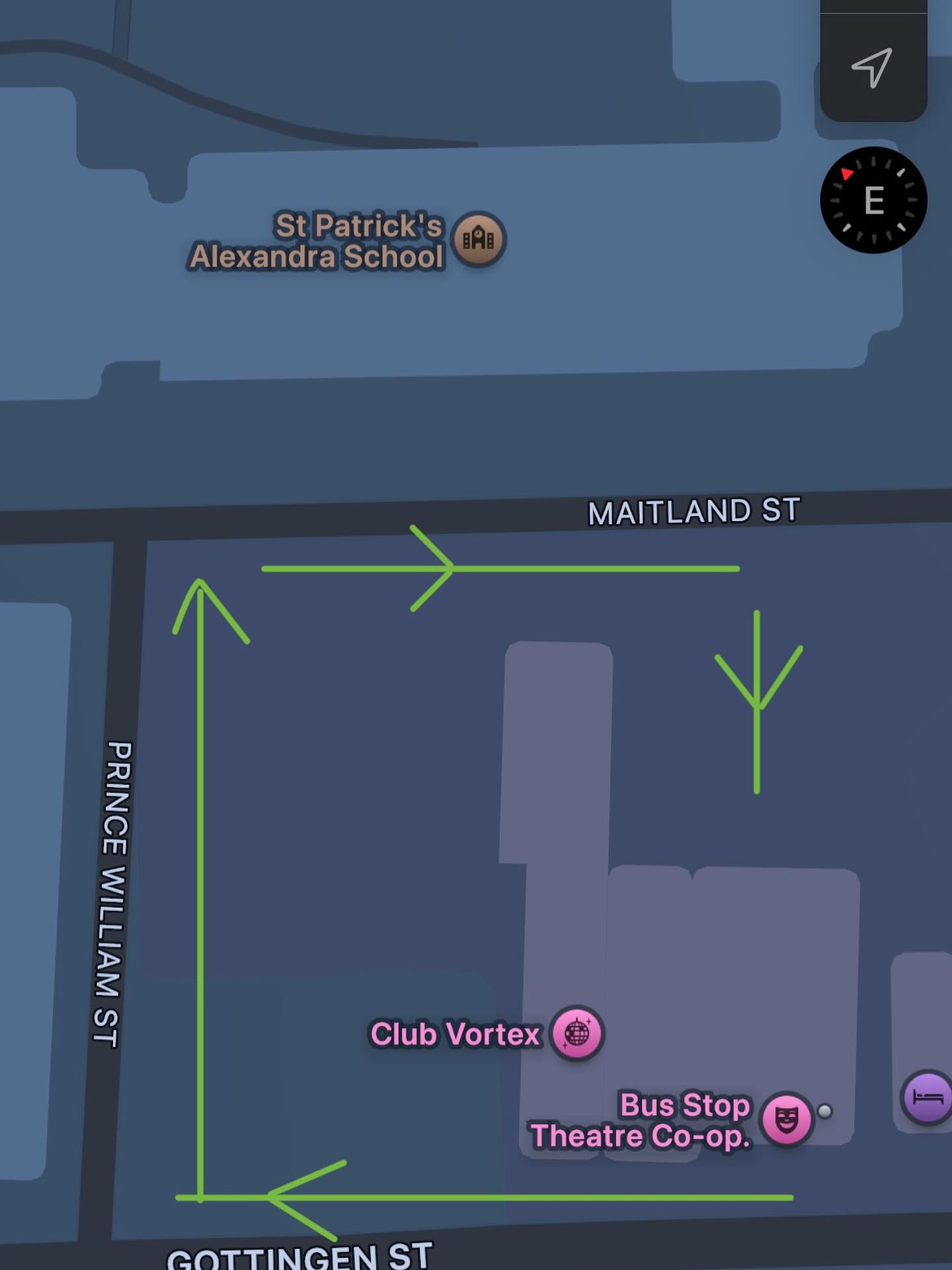 How to Access the Bus Stop Theatre Community Room for One on One Sessions this afternoon!
The entrance to Bus Stop Theatre Community Room is on mainland street. There is construction around the building. If going from the entrance to the Bus Stop Theatre you will turn onto Prince William St and then turn right onto Maitland St. Then up the Bus Stop Theatre Drive Way to the community room.