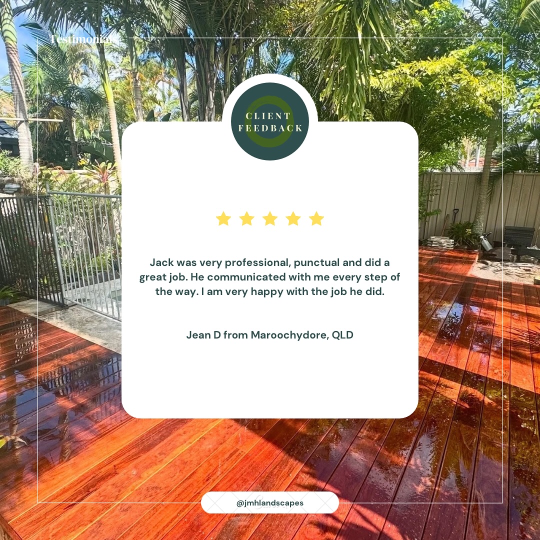 Starting the week on a high ๐ฟ
Thereโs nothing better than seeing our clients genuinely love their new outdoor space. Every project is personal โ and feedback like this reminds us why we do what we do.
Hereโs to more beautiful transformations ahead. Happy Monday!
#MondayMotivation #ClientReview #LandscapingSunshineCoast #HappyClients #OutdoorLiving #GardenGoals #LuxuryLandscaping #JMHLandscapes