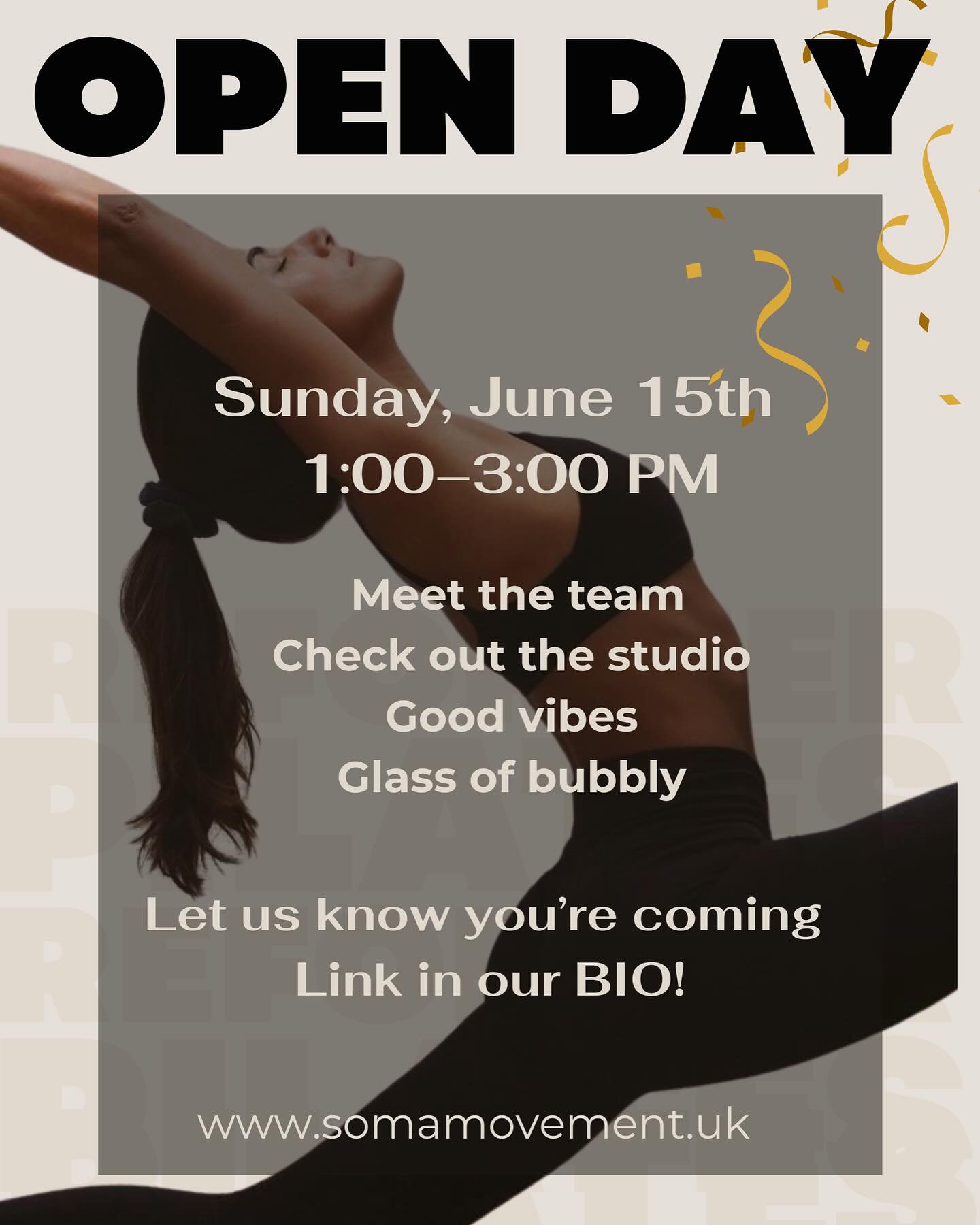 ✨ It’s finally here… our Open Day! ✨
We’re so excited to open the doors to our beautiful new studio, and you’re officially invited 🤍
Come say hello, take a look around, ask questions, and get a feel for the space we’ve created with so much love and care. Whether you’re curious about Reformer Pilates, already booked in, or just want to see what we’re all about, we’d love to meet you.
No pressure, just pop in and make yourself at home.
Go to link in our Bio and claim your spot🫶🏻
See you there? ✨
#SomaOpenDay #PilatesStudioLaunch #AshtonUnderLyne #ReformerPilates #SomaStudio #ComeSayHi #openday #reformerpilatesashtonunderlyne #reformerpilatesashton #reformerpilatesmanchester