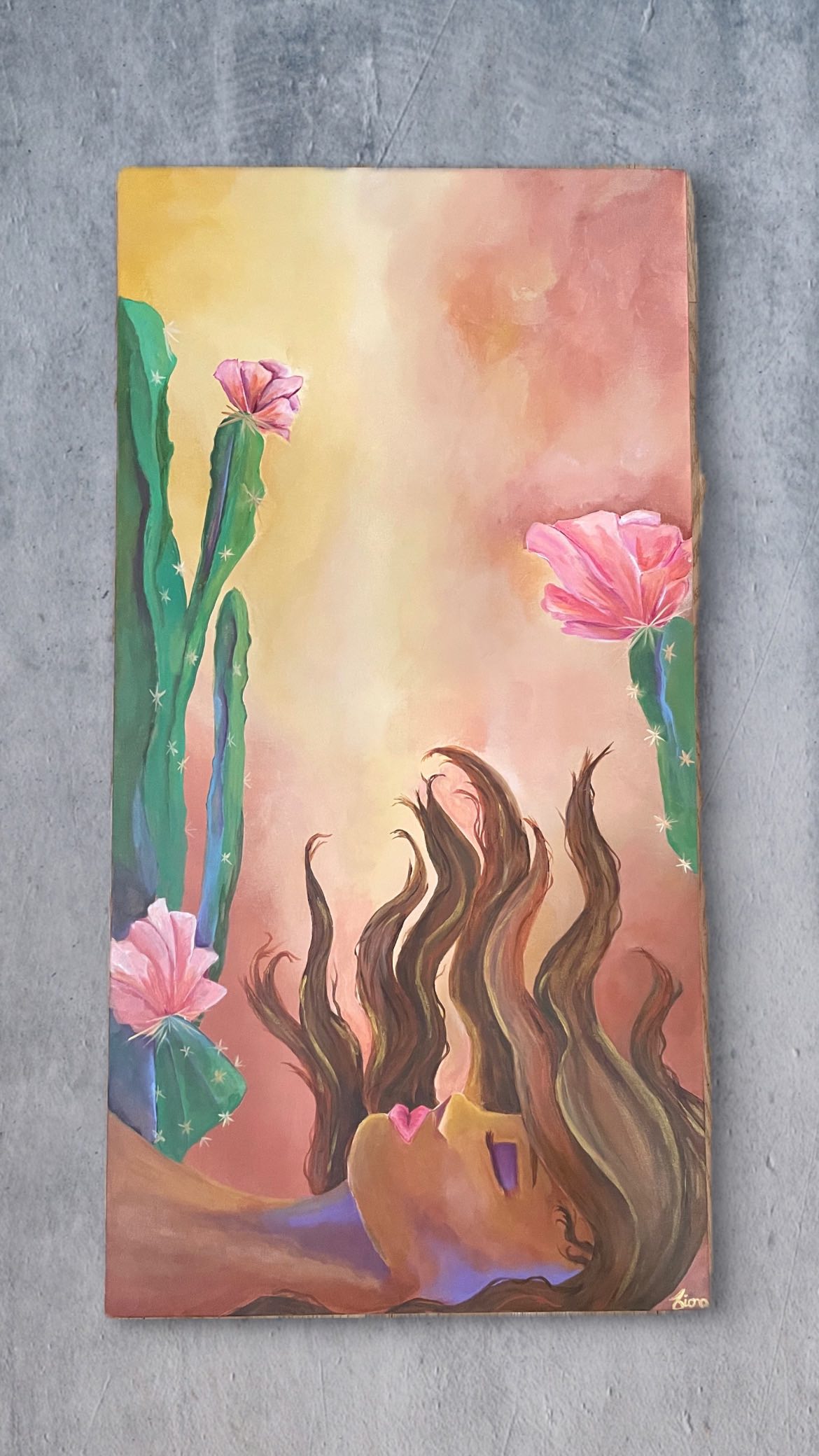 A look at the process of my newest painting “Surrender”. It is inspired by the healing energy of the desert 🌵. She is here to remind us to release control when we are gripping too tight to anything; an outcome, a person, a situation and instead let the universe guide us. ✨
The original painting is currently displayed @shopelectriccherry
I am working on getting prints for this piece as I know there have been quite a few requests 🤗. I want to get them just right for you all since the size of this piece is unique.
I hope you all can feel the peaceful energy coming off this canvas. ✨
#wildridgemoon #artthatspeakstoyoursoul #desertart #originalartwork #surrender