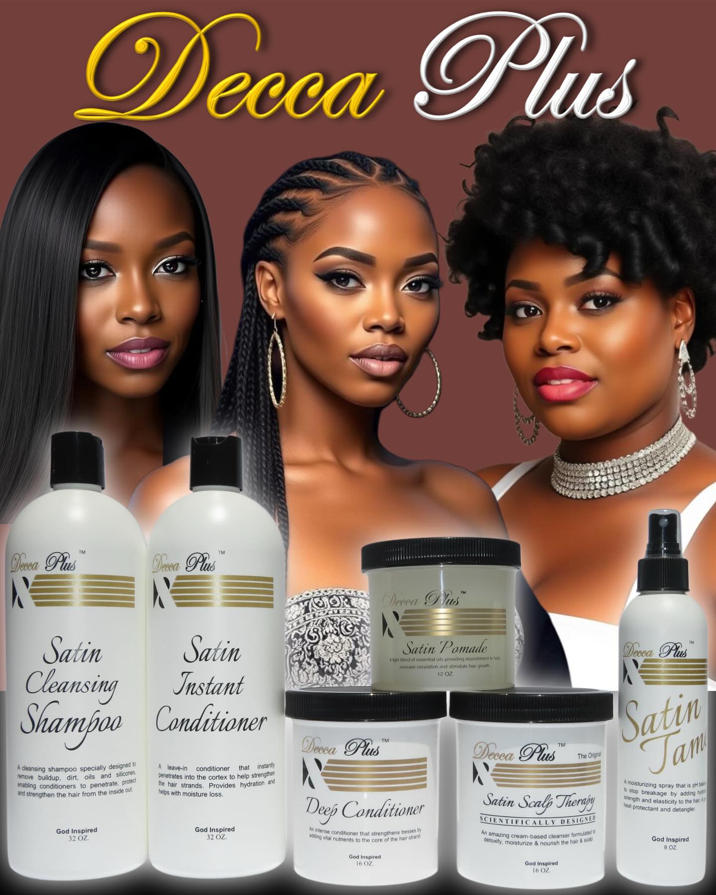 The ultimate care for your unique hair story. Decca Plus.
www.deccaplus.com
#deccaplus #deccaplusproducts #deccaproducts #naturalbeautyproducts #haircare #hairproducts #haircareproducts #hair #braids #silkpress #naturalhair #curlyhair #weaves #extensions #protectivestyles #longhair #shorthair #allhair #hairgrowth #healthyhair #dryhair #hairbreakage #shedding #splitends #thinning #satintame #satinpomade #deepconditioner #essentialoils #phbalanced