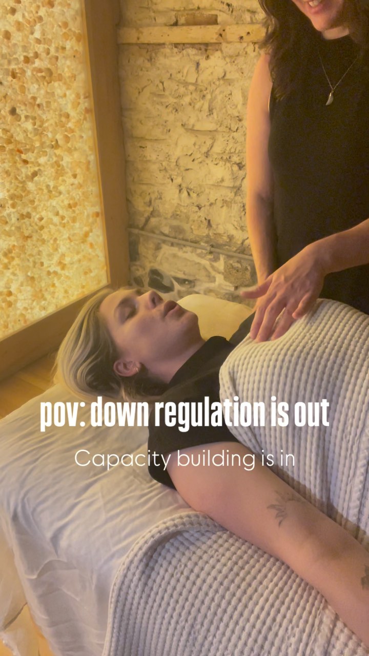 Breathwork is about building capacity. It stretches us the same way that life does.
In todays world, we don’t need to just down regulate the system. We need to learn how to move with life, to be able to state shift in a healthy way and to move between down regulation and up regulation with more ease. We need to build up our nervous systems capacity, the same way we build up muscle.
We are moving away from fight/flight and into action/purpose.
We are moving away from freeze/fawn and into rest/digest.
Breathwork builds this capacity for you. Through a trauma informed lens, I guide you on a journey of release, renewal and emotional resilience thought the power of breath.
These sessions are designed to activate the system in a controlled manor, to give the cognitive brain the opportunity to come into right relation with an activated nervous system and to create pathways that guide our internal systems through the range of action, rest, drive and digest that lives within us.
Book your Breathwork session at @illumewellnessspa June 26th. Spaces are limited, message to secure your spot.
Here’s to a summer of capacity building ⚡️