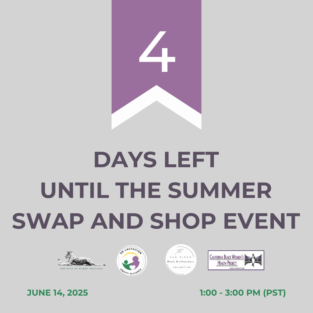 ✨ MARK YOUR CALENDARS! ✨
You’re invited to our Summer Swap & Shop — a beautiful day of community, connection, and free goodies! 🌞🛍️
🗓️ Friday, June 14 | 1–3PM
📍 3104 C St., San Diego, CA 92102
Bring your gently loved baby, kid, and adult clothes to swap — then browse and take what you need from unclaimed items. It’s all about sharing, sustainability, and showing up for each other. 💛
🎉 Hosted by San Diego Lactation Equity Alliance in collaboration with:
🖤 San Diego Black BirthWorkers Collective
🖤 California Black Women’s Health Project
🖤 HAUS OF WOMEN WELLNESS
✨ Activities + giveaways to be announced!
Let’s gather, give, and grow together. 💫
#SummerSwapAndShop #SDLEA #BlackMaternalHealth #CommunityCare #SanDiegoEvents #BlackWellness #MamaMagic