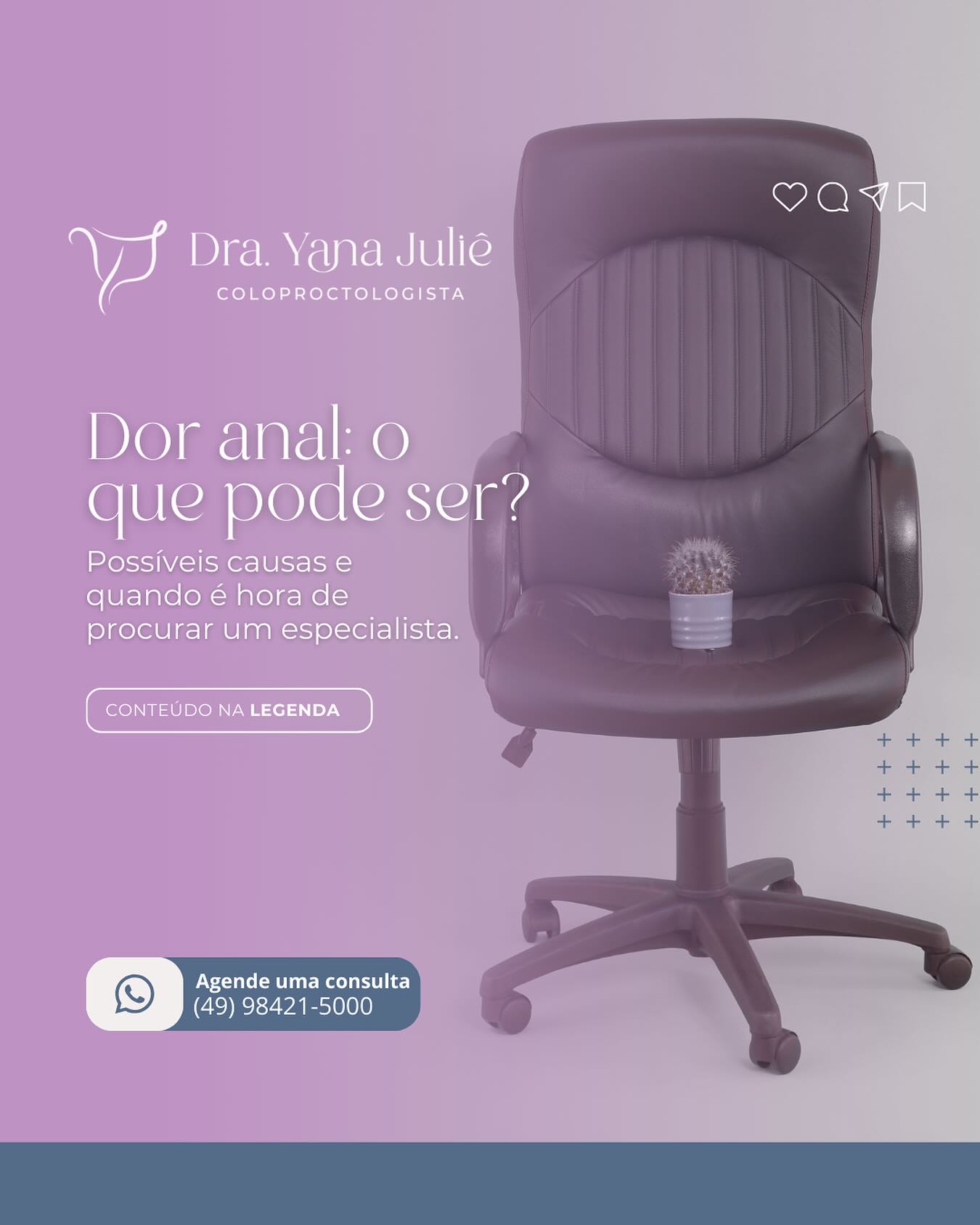 🚨Sentir dor ao evacuar ou desconforto na região anal nunca deve ser ignorado.
Esses sintomas podem indicar condições como fissuras anais, trombo hemorroidário, abscessos ou até mesmo problemas mais graves, como infecções e manifestações de doenças inflamatórias.
Muitas pessoas postergam a consulta por medo ou constrangimento, mas o diagnóstico precoce é fundamental para evitar complicações e garantir um tratamento rápido e eficaz.
❌ Não normalize a dor ou desconforto no dia a dia: Seu bem-estar merece atenção.
👩🏽⚕️ Marque sua consulta e descubra a causa da sua dor. Saúde sem tabu é qualidade de vida!
#Proctologia #DorAnal #Hemorroidas #SaúdeIntestinal #Prevenção #proctochapeco #proctologistaemchapeco #coloproctologia #chapeco