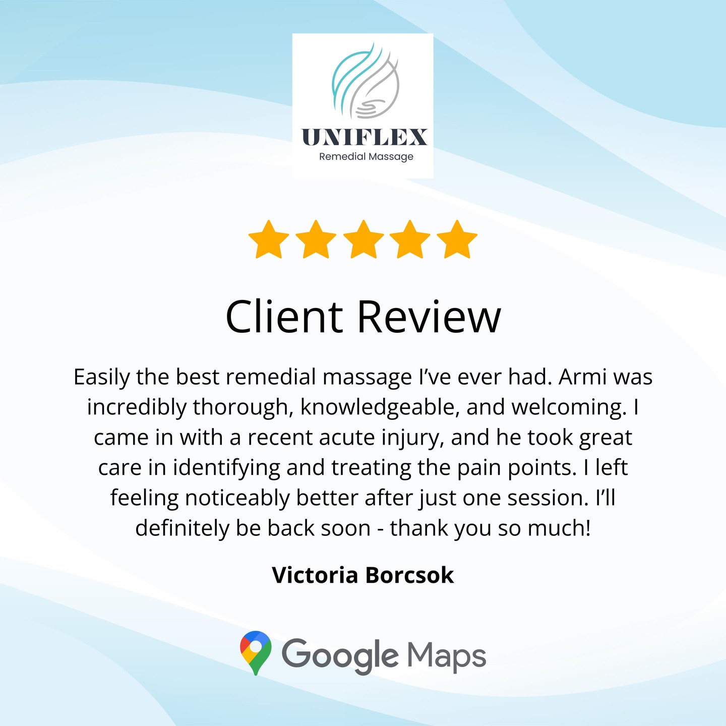 Real feedback from real clients ⭐⭐⭐⭐⭐
We're so grateful for your kind words – they inspire us to keep doing what we love! 🙌
Read what people are saying about Uniflex Remedial Massage 💬👇
#UniflexRemedialMassage #AltonaNorthMassage #GoogleMaps #FindUsOnline #RemedialMassage