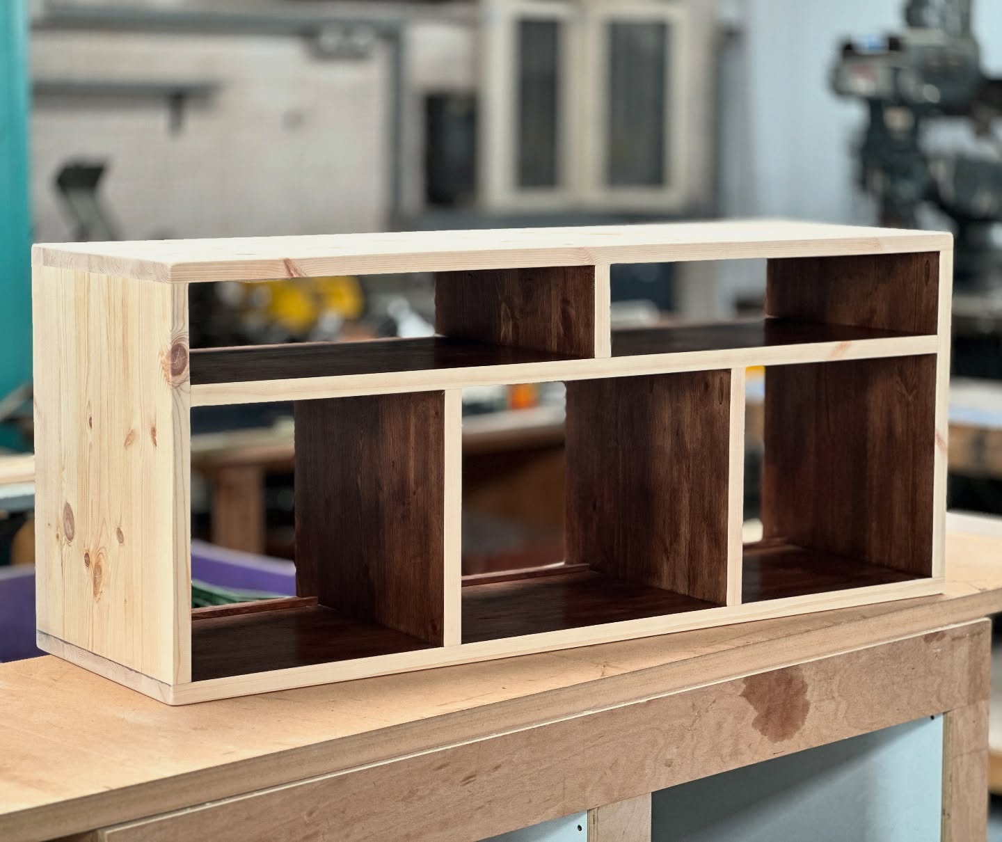 Our ‘Taiga’ unit in Walnut ready for the final finish to be applied. #komodafurniture #vinylrecord #hifi #handmadefurniture