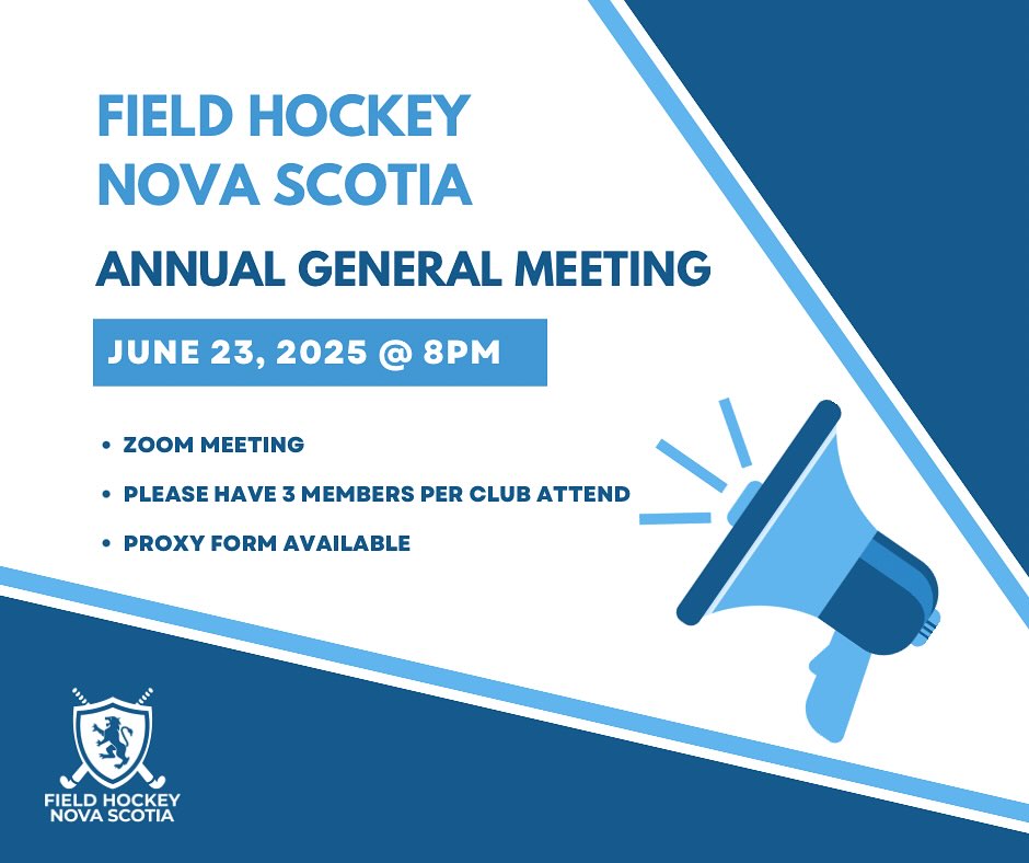 Field Hockey Nova Scotia Annual General Meeting - June 23, 2025 at 8pm via Zoom. Link in bio for more information.