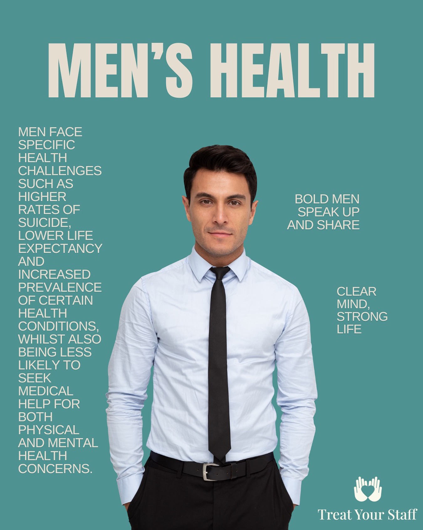 It’s Time We Talk About Men’s Health
Did you know that half of all men in the UK experience mental health struggles at some point, yet many still feel they can’t speak up? 🙊
At Treat Your Staff, we’re committed to smashing the stigma around men’s health. Here’s why it matters:
🔹 Mental Health: Almost a third of men are unsure where to seek help when they’re struggling mentally. It’s vital we create supportive workplaces where men feel comfortable to openly share their feelings without fear of judgement.
🔹 Relationships & Health: 50% of men say that sexual function problems have impacted their relationship.
🔹 Generational Gap: Older generations often find it difficult to discuss health openly. Encouraging open, empathetic conversations across all ages is essential to building trust and improving health outcomes for everyone.
Let’s break down barriers together and encourage openness—because men’s health matters to us all. 💪🗣️
* statistics are gathered from the Bupa Wellbeing Index 2025 *
#MensHealthAwareness #MentalHealthMatters #WellbeingAtWork #TreatYourStaff #BreakTheStigma #MensMentalHealth #OpenConversations #SupportMen #HealthAwareness #EndTheSilence #WorkplaceWellbeing #MentalHealthSupport #HealthFirst #MensHealthMonth