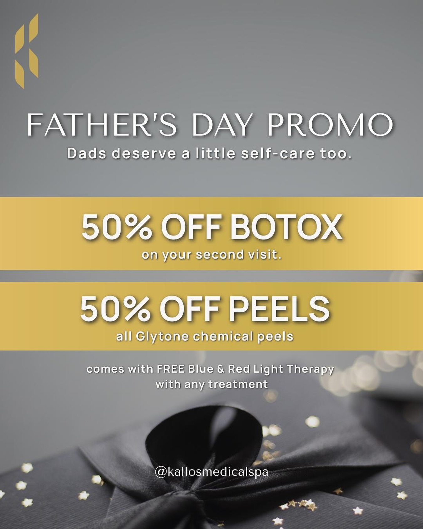 🎉 Father’s Day Special at Kallos Med Spa 🎉
Celebrate the amazing dads (and father figures!) with self-care that goes beyond the usual. 💙
🌟 Limited-Time Offers:
💉 $50 OFF your First Botox Treatment
✨ 50% OFF your Second Botox Session
💡 FREE Red & Blue LED Light Therapy
🍊 $50 OFF Bright & Clear Chemical Peel
Because taking care of yourself is always in style—especially this Father’s Day.
📍 Book your appointment now! Offers valid through June 30, 2025.
📲 Call us or DM to reserve your spot! (956)443-5588