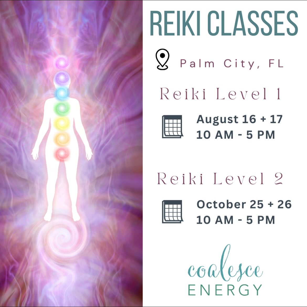 Registration is open for upcoming Reiki classes 💫 Take $25 off if you register by August 1 (code 25OFF) 🥰 Link in bio to register 🦋