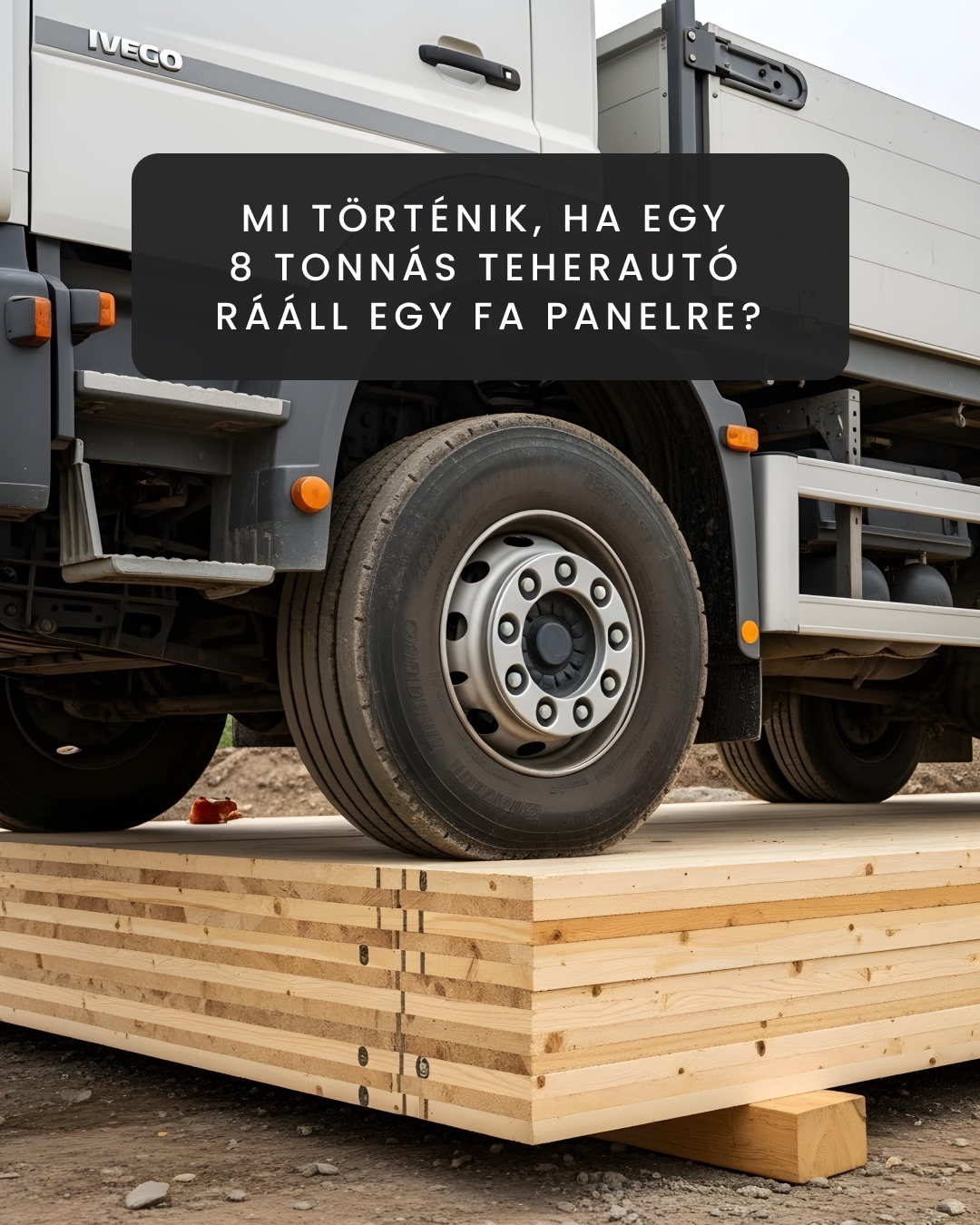 – Semmi. Mert ez nem egy sima falap. Ez CLT.
Elsőre furcsán hangzik: hogyan bírhat el egy fa annyit, mint a beton? De a CLT – vagyis keresztlaminált fa – nem egy szál deszka. Ez egy többrétegű, mérnöki pontossággal tervezett panel, amit azért találtak ki, hogy akár 10 tonnás terhelést is nyugodtan elviseljen.
👉 Egy 160 mm vastag, 5 rétegű CLT panel például – megfelelő alátámasztással – gond nélkül elbír egy 8 tonnás járművet. Ipari padlóként akár 4–5 tonna/m² terhelésre is méretezhető.
Ez nem ígéret – ez mérnöki számítás.
És a legjobb rész?
Miközben ez a „fa” erősebb, mint gondolnád, könnyebb, gyorsabban szerelhető és klímabarátabb, mint bármi más, amit eddig ismertél. Nem roppan. Nem reped. Nem enged.
A CLT nem a jövő anyaga. Már most is itt van – és bizonyít.
---
#fertexbau #construction #clthome #generálkivitelezés #generalconstruction #home #otthon #felujítás #építkezés #architecture #house #luxury #luxurybuilding #building #környezetbarát #fenntarthatóság