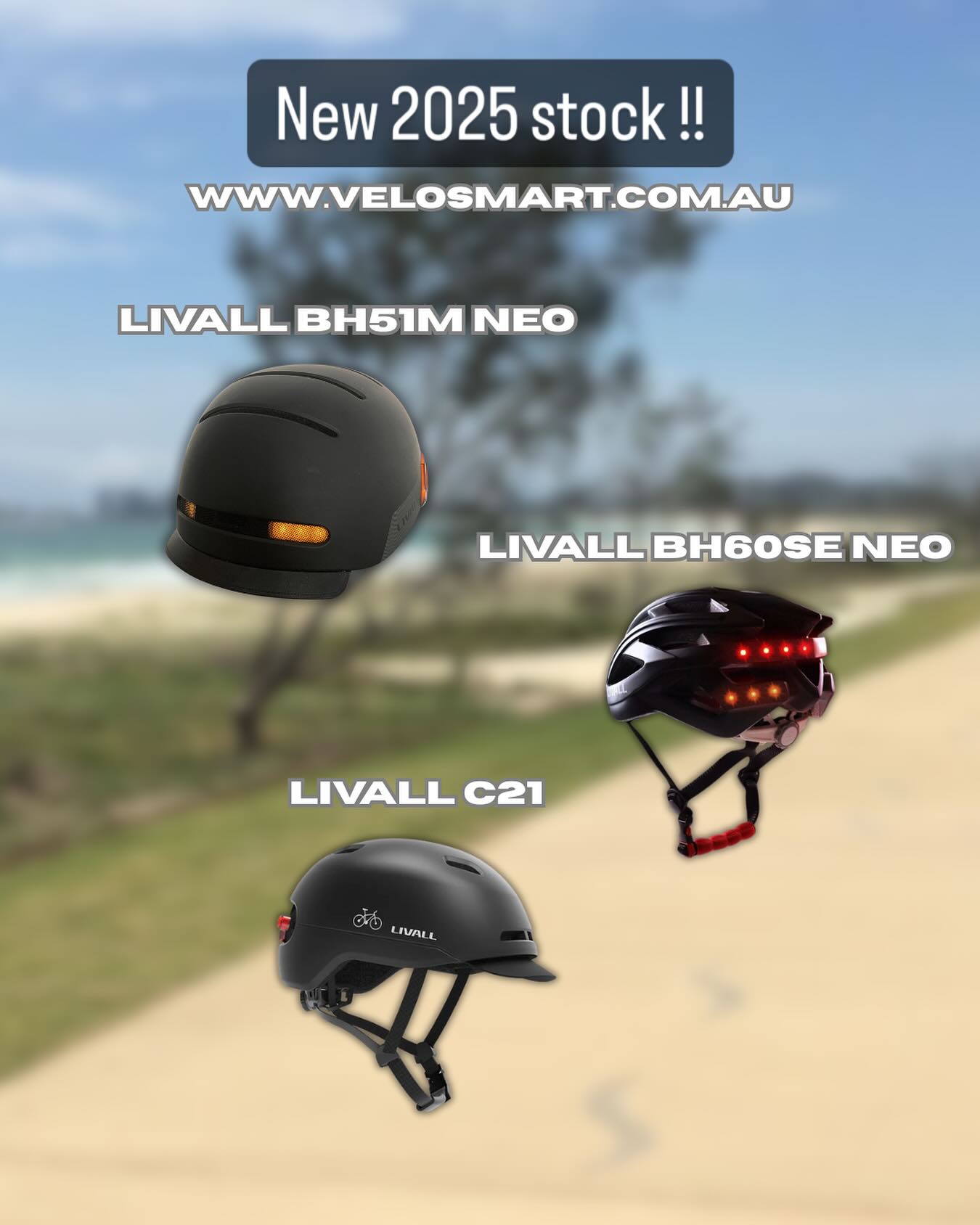 🚨 New stock alert, Australia! 🇦🇺 LIVALL’s 3 latest smart helmets have landed:
⚡ **BH51M NEO** – full-featured with lights, audio & SOS
🛡️ **BH60SE NEO** – lightweight, aerodynamic & packed with smart safety tech
🌆 **C21** – sleek & smart for city commutes
Ride safe, ride smart. Available now nationwide. 🛒
#LIVALL #SmartHelmet #RideSafe #Australia #BikeLife #CommuterGear Shop 🔗: velosmart.com.au