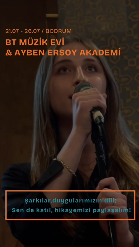 BT Müzik Evi ve Ayben Ersoy Akademi olarak ilk defa Bodrum'da buluşuyoruz.
Birlikte yeni hikayemizi yazmak için çok heyecanlıyız.
Tarih: 21 - 26 Temmuz 2025
Yer: Ayben Ersoy Akademi
Han Tang, Bartu Ayaz ve Gönenç Güngör'un yönetmenliğinde 25 saatlik dolu dolu bir eğitim olacaktır.
10-18 yaş arasındaki tüm gençlerimizi bekliyoruz.
Detaylı bilgi ve kayıt icin:
📞 BT Müzik Evi: 0538 085 86 50
📞 Ayben Ersoy Akademi: 0544 602 85 83