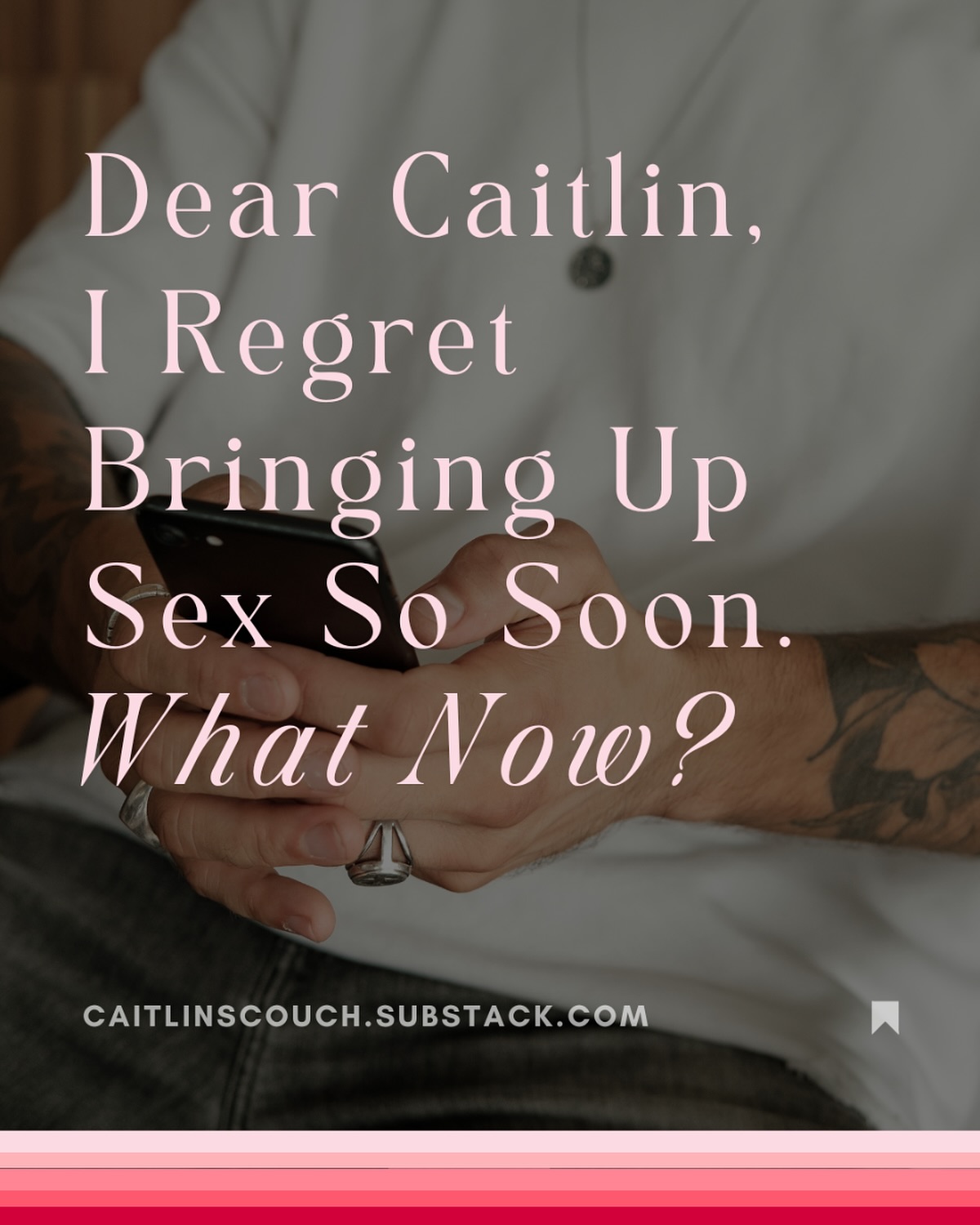In my latest Dear Caitlin blog post, a reader asks for advice on what to do now that she’s talking to someone new that she’s excited about on an online dating app, but the conversations are all about sex.
She’s looking for a serious relationship, and she’s worried the guy won’t respect her and will only want a sexual relationship with her.
In my response, I share why talking about sex too early can get in the way of a serious relationship developing, and what to do if you’ve gone down that road and have similar worries.
Check out my advice to this person on my latest Substack post! Link in bio.
#DatingAdvice #HealthyRelationships #Boundaries #LoveJourney #OnlineDating #Connection #Communication #DatingTips #SeriousRelationships