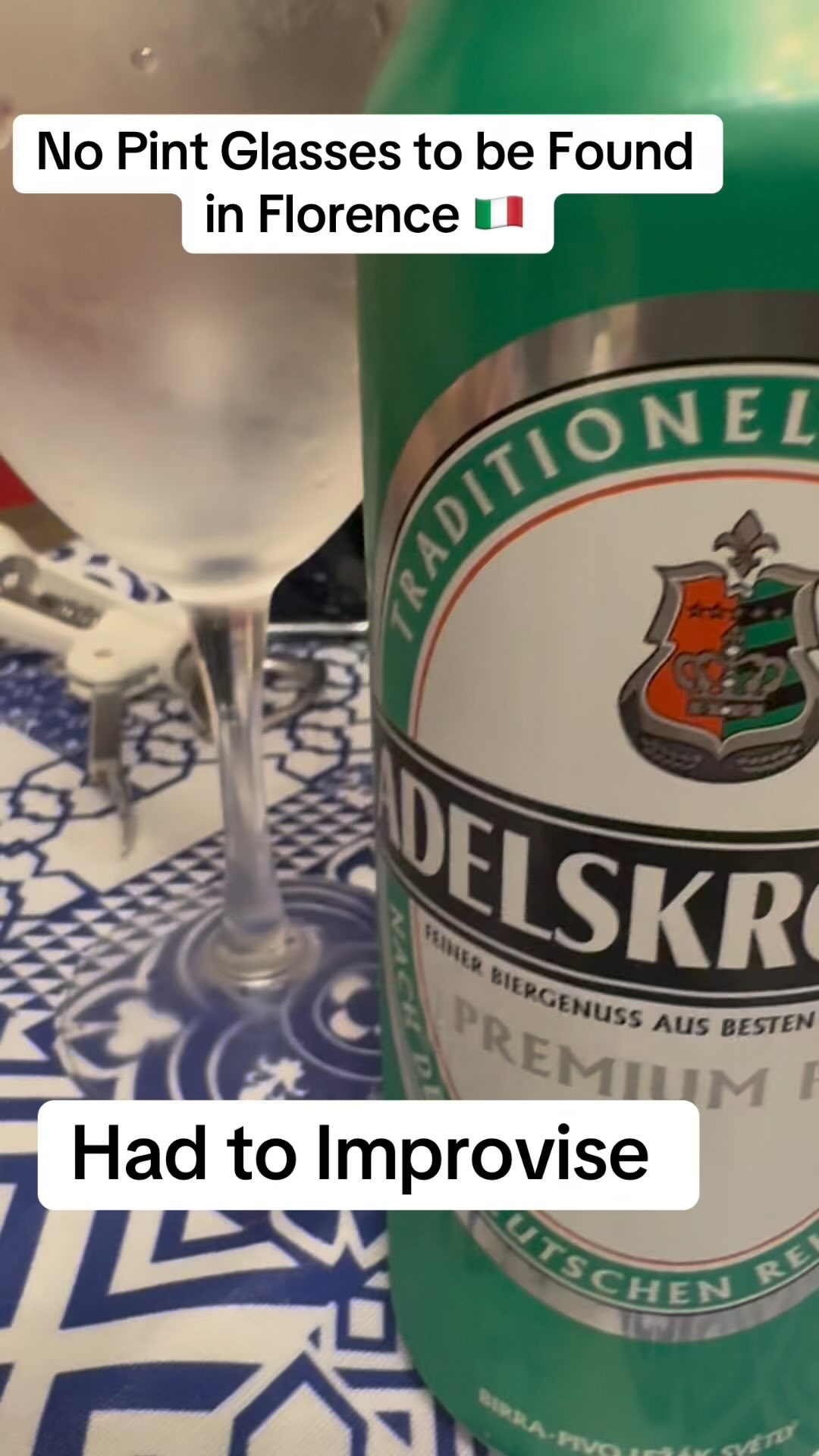 Was happy to find a decent selection at rhe local super market in Florence Italy - Including this Pilsner. Not a Pint glass to be foind thougb. So i had to improvise
#beer #goodvibes #pilsner #italy #wine #florence