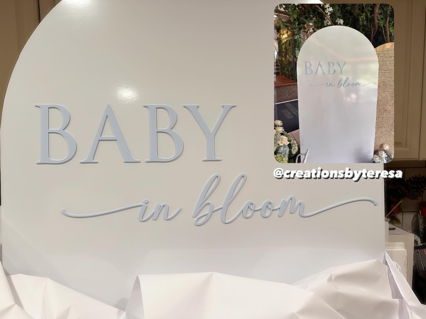 #teresaspaperie #acrylic #laserlove #thunderlaser #babyshower #babyinbloom #ohbaby #custombackdrop congratulations mommy & daddy Sayegh!