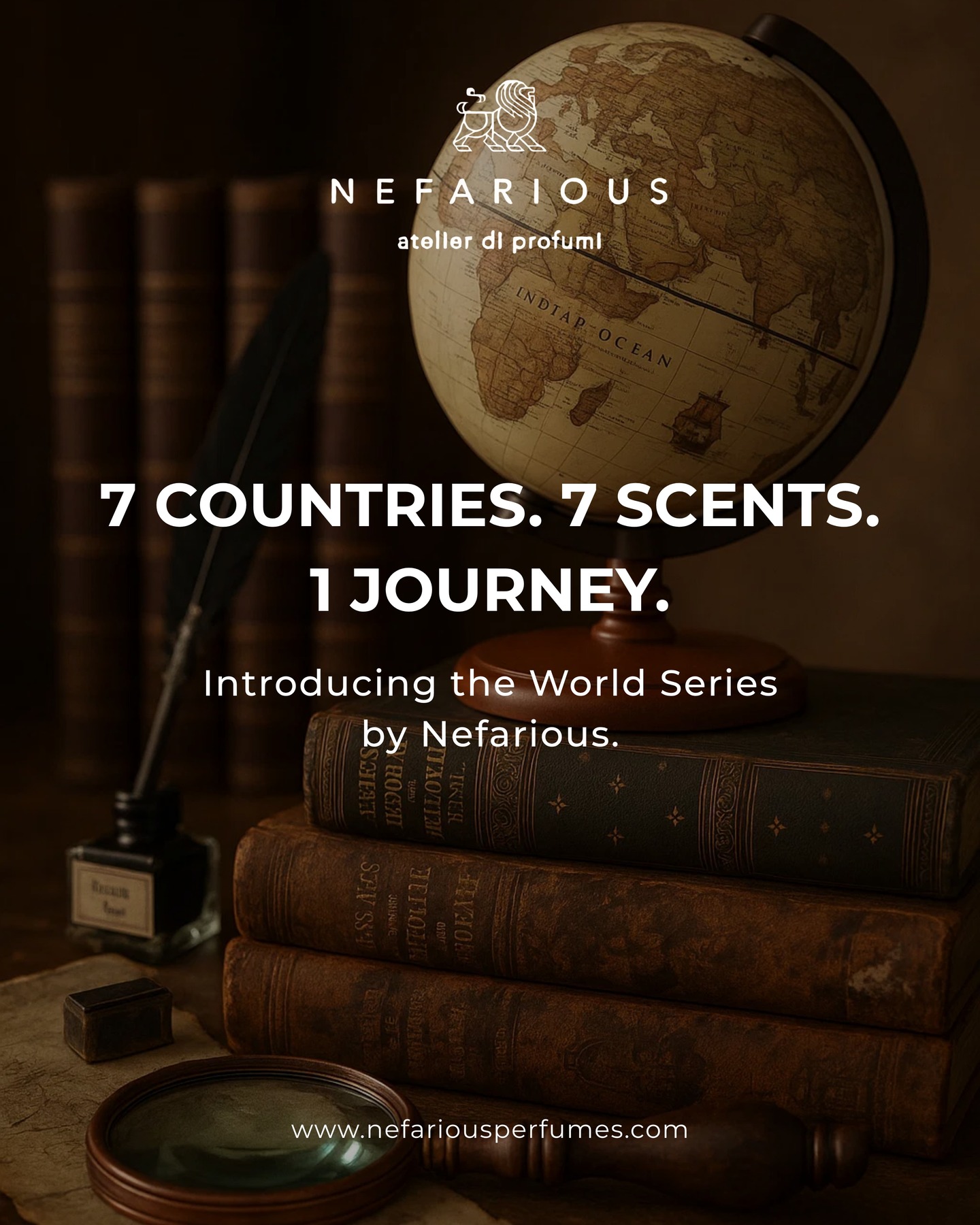 Embark on the ultimate sensory expedition. 7 Countries. 7 Distinct Scents. 1 Unforgettable Journey.
Nefarious is proud to introduce The World Series—a curated collection of fragrances that captures the soul of seven unique destinations. Each bottle is your passport to a new adventure, a new memory, a new world.
Where will your scent take you first?
Begin the journey at www.nefariousperfumes.com
#NefariousPerfumes #TheWorldSeries #ScentedJourney #FragranceTravel #AroundTheWorld #7Scents7Countries #ExploreWithScent #NewLaunch #PerfumeCollection