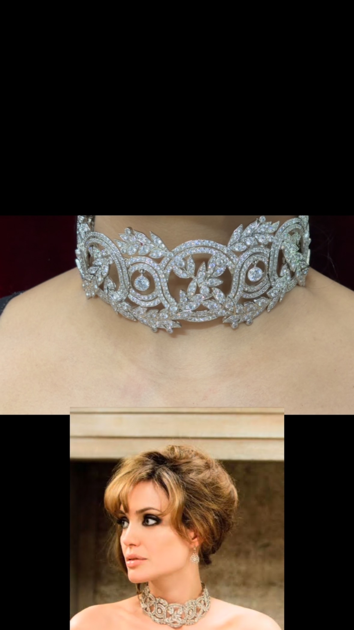 Angelina Jolie choker necklace #royalstyle #timelesselegance #royaljewelry #royaljewels #regalelegance #finejewelry #finejewelry #finejewelry #finejewelry #antiquejewelry #vintagebrooch #vintagebrooch #angel #angelinajolie Jolie