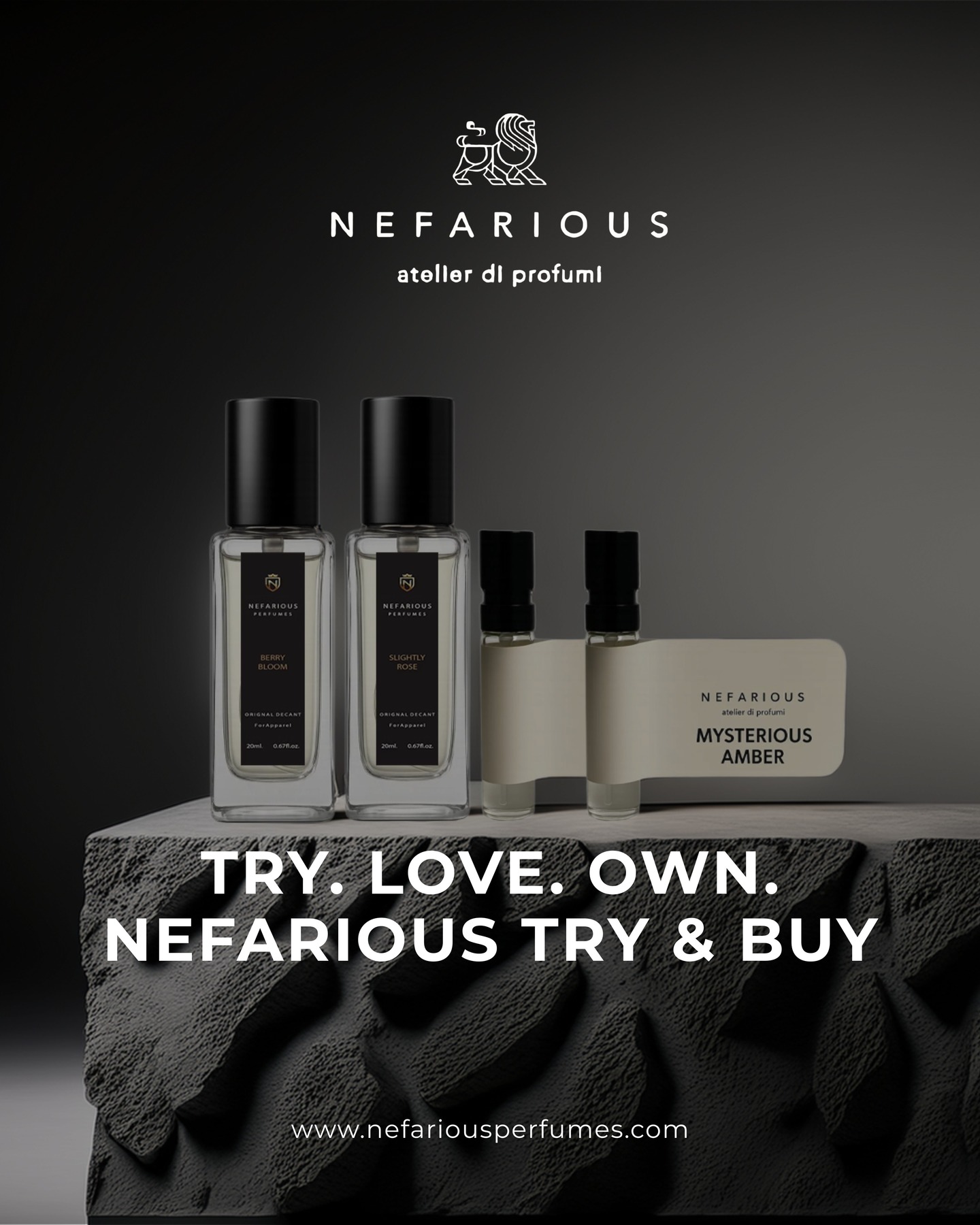 The most important signature you'll ever own shouldn't be chosen lightly.
We believe the journey to finding your perfect scent should be one of confidence and discovery. That's why we invite you to Experience, Try, and then Buy. See how our finely crafted scents unfold on your skin, becoming a part of your story throughout the day. Find "the one" with absolute certainty.
Ready to begin your scent journey?
✨ Explore our Discovery Sets at www.nefariousperfumes.com
#NefariousPerfumes #ExperienceTryBuy #SignatureScent #TryBeforeYouBuy #DiscoverySet #NoBlindBuys #ConfidentPurchase #ScentDiscovery