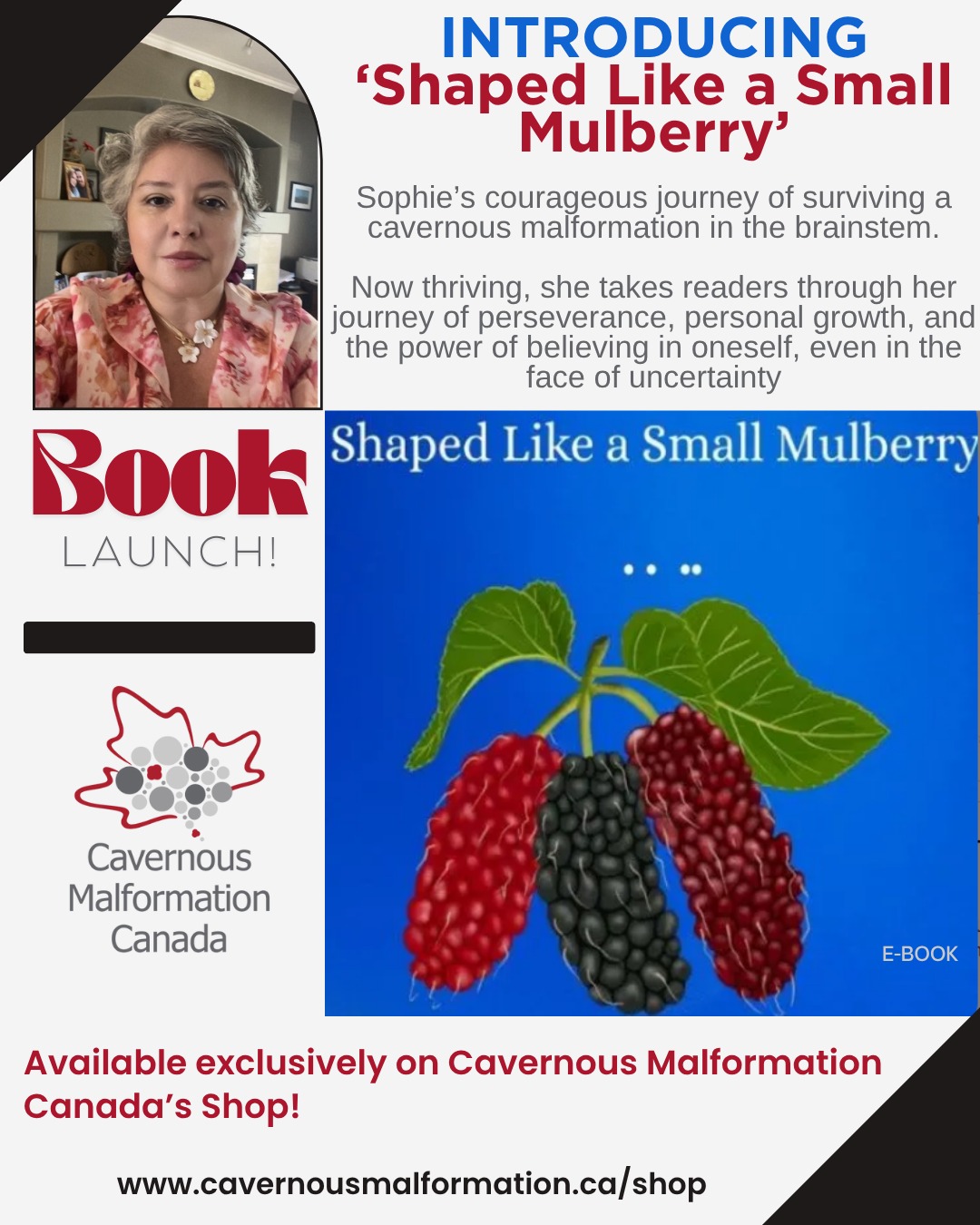 We are grateful to Sophie for selecting Cavernous Malformation Canada as the forum to launch her book!
A story of courage and determination, her book inspires hope for those with cavernous malformation, other rare diseases and personal health challenges of any kind.
Sophie's book is available in our shop-the link is in our bio or at our website www.cavernousmalformation.ca
All proceeds support Cavernous Malformation Canada.
#cavernoma #CavernousMalformation #booklaunch #inspiration #PatientStories #brainstemcavernousmalformation #author