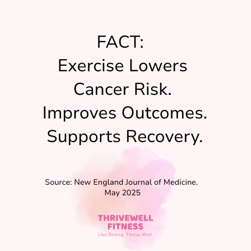 Did you know exercise can actually lower your risk of cancer and improve survival rates? 💪✨ Research shows that staying active isn’t just about feeling good—it can be a powerful part of cancer prevention and recovery. Whether you’re starting your fitness journey or looking for motivation to keep going, your health matters. Let’s take that next step together. Ready to move?
Visit ThriveWellFitness.com to learn more!
.
.
.
.
.
.
#strongertogether❤️
#cancerrecovery
#triplenegativebreastcancer
#wellnessinfluencer
#fitnessinfluencer
#healthpartner
#personaltrainer
#letscollaborate
#brandcollab
#cancerprevention
#exerciseoncology
#survivorstrong #memphispersonaltrainer #memphishealthandfitness