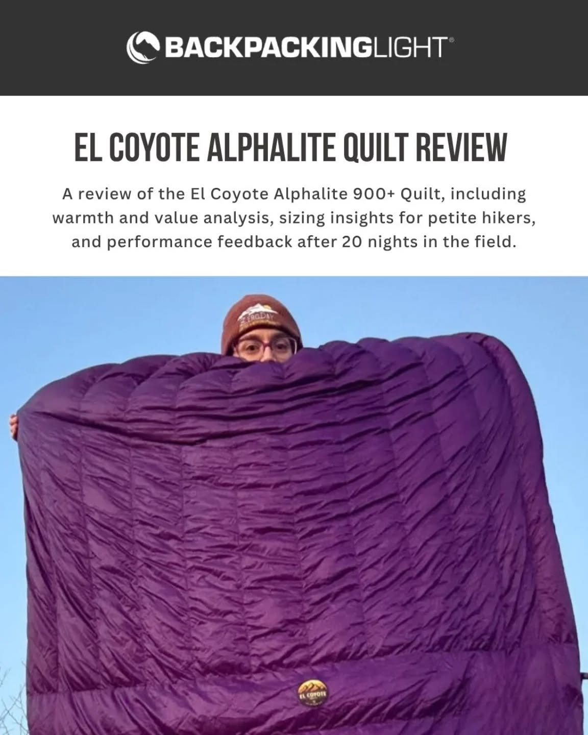 Check out the great review of our AlphaLite Quilt from @backpackinglight !
Link in bio
Always Handmade in USA πΊπΈ