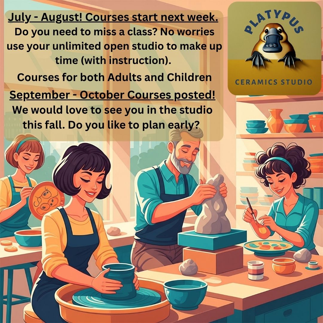 Invite your friends to join you in the comments below !
Get ready to sculpt your stress away! New ceramics courses are firing up next week 🔥
Imagine this: a bright, modern studio in picturesque Bragg Creek, just a short, scenic drive from Calgary and surrounding areas. Soak up the sun, enjoy stunning tree views, and unleash your inner artist.
Why Pottery? So Many Benefits!
Beyond the sheer joy of creating, pottery offers incredible benefits for your well-being:
• Mind & Body Reboot: The tactile nature of clay is incredibly meditative, helping to reduce stress and tension. You'll also improve hand strength, dexterity, and hand-eye coordination. It's a natural way to lower cortisol and ease physical tension!
• Creative Freedom: Ceramics offer a unique outlet for creativity and self-expression, allowing you to explore different artistic styles. Completing a piece provides a huge sense of accomplishment and boosts self-esteem. Plus, the act of making pottery requires concentration, which can improve focus and promote mindfulness.
• Connect & Create: Group pottery classes are fantastic for fostering social interaction and provide a wonderful sense of community.
Never Miss a Beat!
Got a vacation or camping trip booked? No problem! With unlimited open studio time, you can easily make up any missed classes. We're all about flexibility so you can enjoy your life and your pottery.
Ready to dig in? Embrace the clay, embrace the calm!
https://www.platypusceramics.com
#PlatypusCeramicsstudio #HandbuildingCeramics #MindfulCreativity #PotteryClass #pottery #braggcreek #calgary #artclasses #ceramics #pottery #potteryyyc #yycpottery #localpottery #ceramics #clayworks #calgarylocalbusiness #yycpotterystudio #calgarypottery #calgaryceramics #calgarycreative #getyourhandsdirty #ceramics #ihavethisthingwithceramics #уус #braggcreek