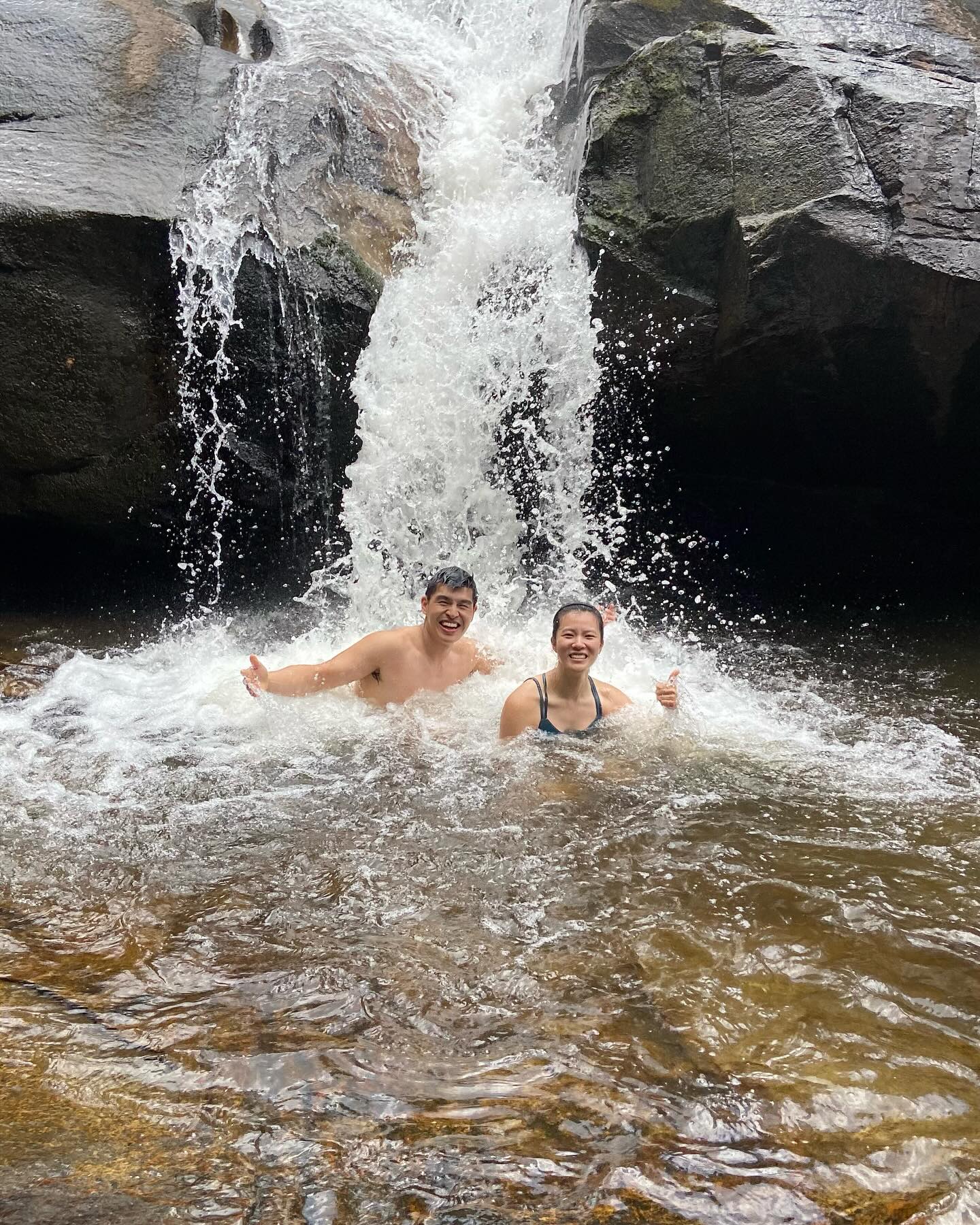 First time mountain bikers! Their fitness level was high combined with a 101 mtb skills class, the tour ended with a perfect splash of a day! #fitness #mountains #mountainbike #ridewithalocal #brevard #northcarolina #ashevillenorthcarolina #828isgreat #durhamnc #supportlocal @explorebrevardnc @exploreasheville @falcons_escape @dupontforest