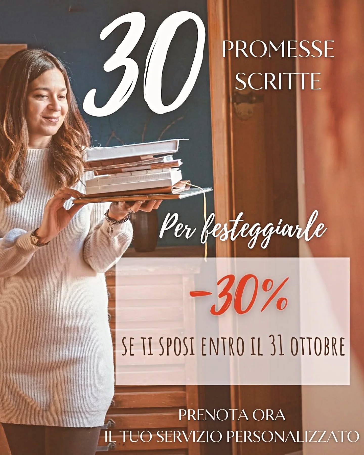 โจ 30
30 come le storie dโamore che mi avete affidato questโanno. Tutte diverse ma unite dalla stessa emozione.
30 come le promesse che ho trasformato in parole, emozioni e pagine che restano.
30 volte ho avuto il privilegio di dare voce alle parole che non si trovano mai.
Oggi festeggio la mia ๐๐๐๐ฌ๐ข๐ฆ๐ ๐ฌ๐๐ซ๐ข๐ญ๐ญ๐ฎ๐ซ๐ ๐๐ข ๐ฉ๐ซ๐จ๐ฆ๐๐ฌ๐ฌ๐ ๐๐ข ๐ฆ๐๐ญ๐ซ๐ข๐ฆ๐จ๐ง๐ข๐จ e voglio dire grazie, davvero.
๐ท๐๐๐๐๐ฬ ๐
๐๐๐๐๐ ๐๐๐๐ โ๐บ๐ฬโ ๐๐๐ ๐๐ ๐๐๐๐๐๐๐๐๐๐, ๐โ๐ฬ ๐๐ ๐๐๐๐๐๐ ๐๐๐
๐๐๐๐.
๐ Per celebrare questo piccolo grande traguardo, ho pensato a UN REGALO PER VOI:
๐ Sconto del 30% (proprio come le volte che mi avete scelto!)
โจ Valido per chi si sposerร entro il 31 ottobre 2025 e sogna promesse personalizzate, scritte con il cuore.
Perchรฉ ogni amore merita di essere raccontato, e le parole possono diventare il piรน bel regalo da scambiarsi allโaltare.
๐ Scrivimi in DM o visita il sito per scoprire di piรน!