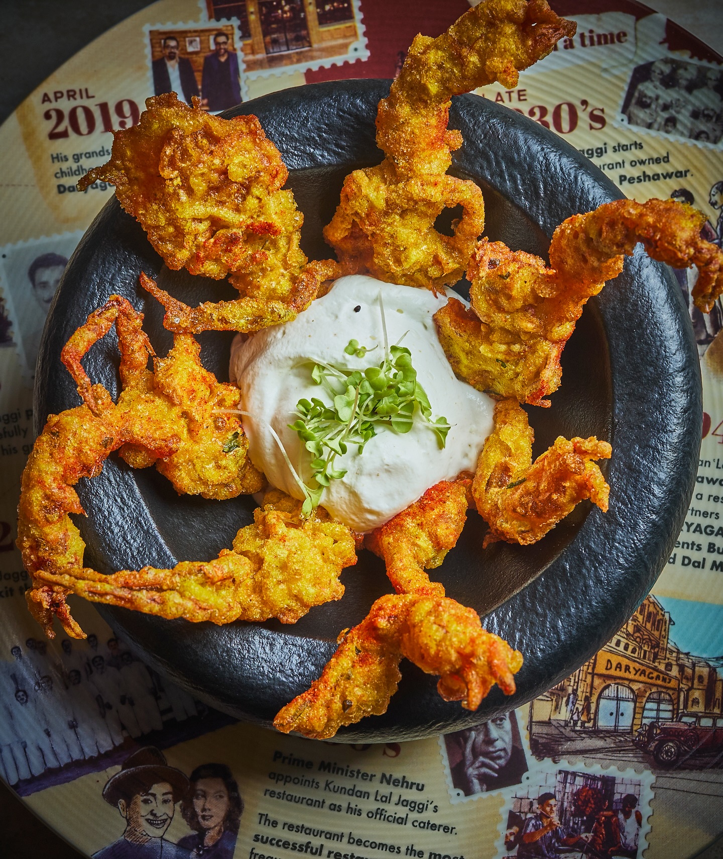 A crispy, golden nod to Punjab’s street food soul — soft shell crabs seasoned with carom, fried to perfection, and served with a cool hit of wasabi foam. This one’s bold, playful, and totally unforgettable. Part of our Bangkok-only Gold Menu — nowhere else in the world does Daryaganj serve this.
📍 Now open at Park Plaza Hotel, Sukhumvit Soi 18
📞 Call: 026587077
🇮🇳 From the streets of Delhi to the heart of Bangkok, our heritage has found a new home—one bite at a time. 🇹🇭
#DaryaganjBangkok #GoldMenuExclusive #AmritsariCrab #SoftShellCrab #IndianSeafood #BangkokFoodies #WasabiFoam #ModernIndianFood #CrispyGoodness #TandooriTwist #OnlyInBangkok #NorthIndianInspired #IndianFineDining #HeritageAndInnovation #BangkokRestaurants