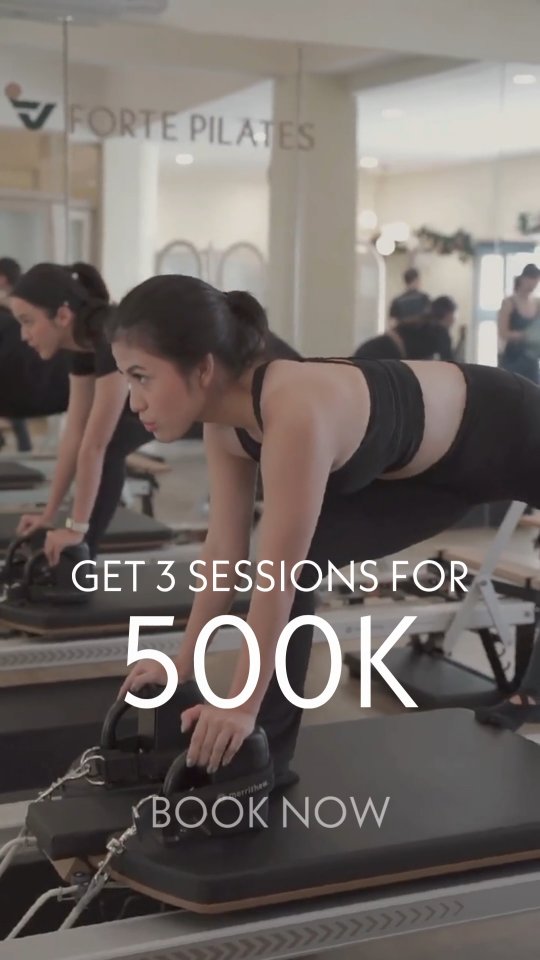 Start your Pilates journey by joining 3 sessions of group reformer class only for 500K with our Intro Pack.
Gather your forces and experience the transformative benefits of Pilates exercises on the reformer at Forte Pilates.