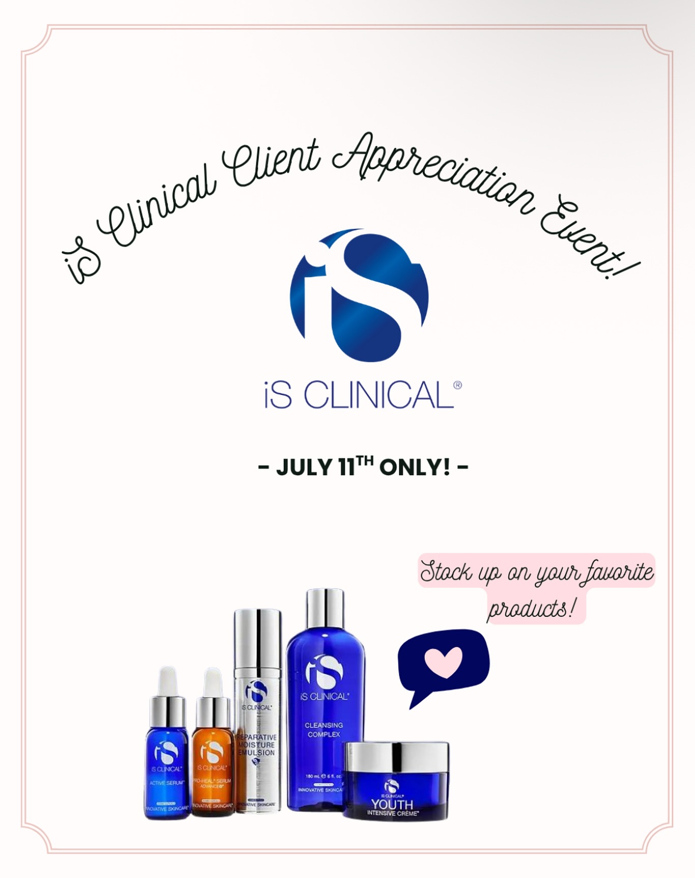 TODAY IS THE DAY! 💙
Stop in for our is clinical client appreciation day! One day only - @isclinical
#isclinical #clientappreciation #denvermedspa #denverskincare #skincareroutine