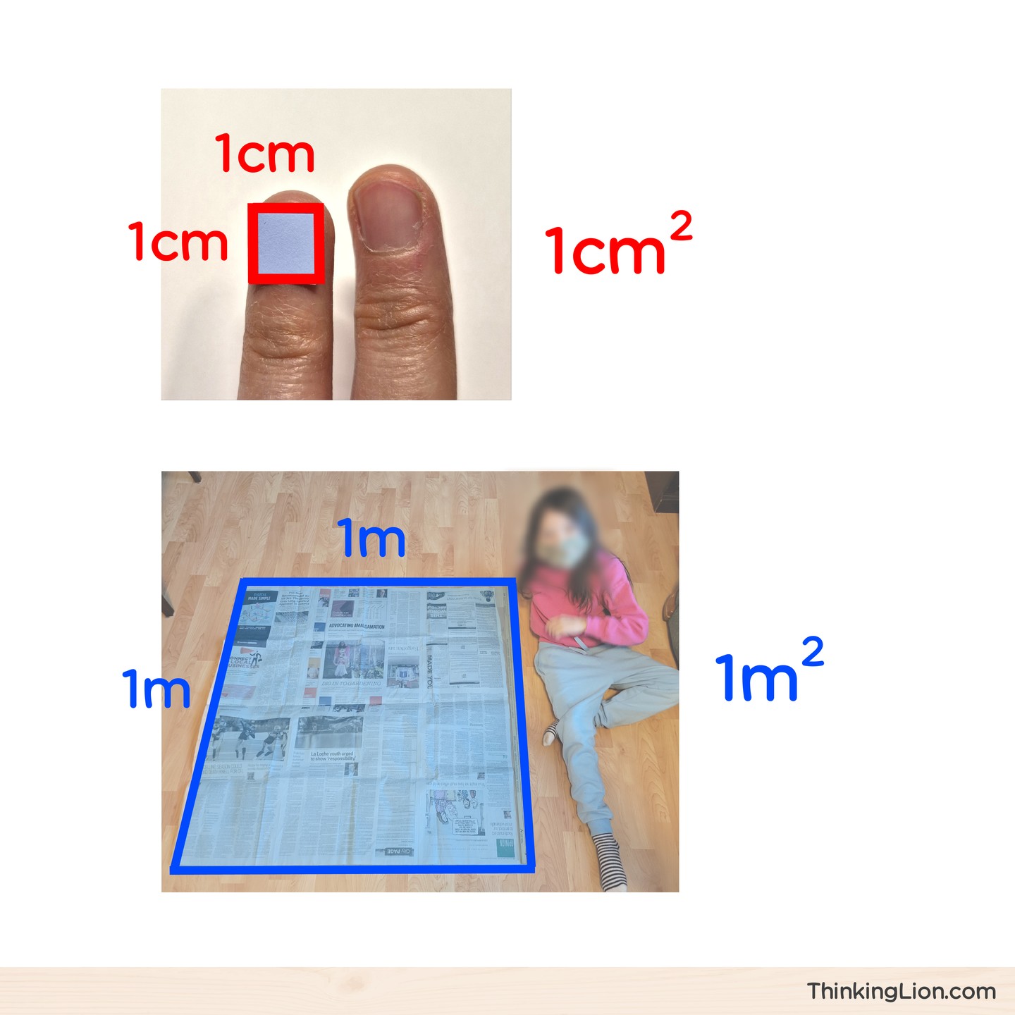 ❓ What does 1 square centimeter and 1 square meter look like?
1️⃣ 1 cm² – a tiny square that fits on your fingernail.
1️⃣ 1 m² – we taped newspaper pages together to show that much space!
📰 Area = how much space it covers
#RealLifeMath #FamilyMathConnections #VisualMath #HandsOnMath #EverydayMath