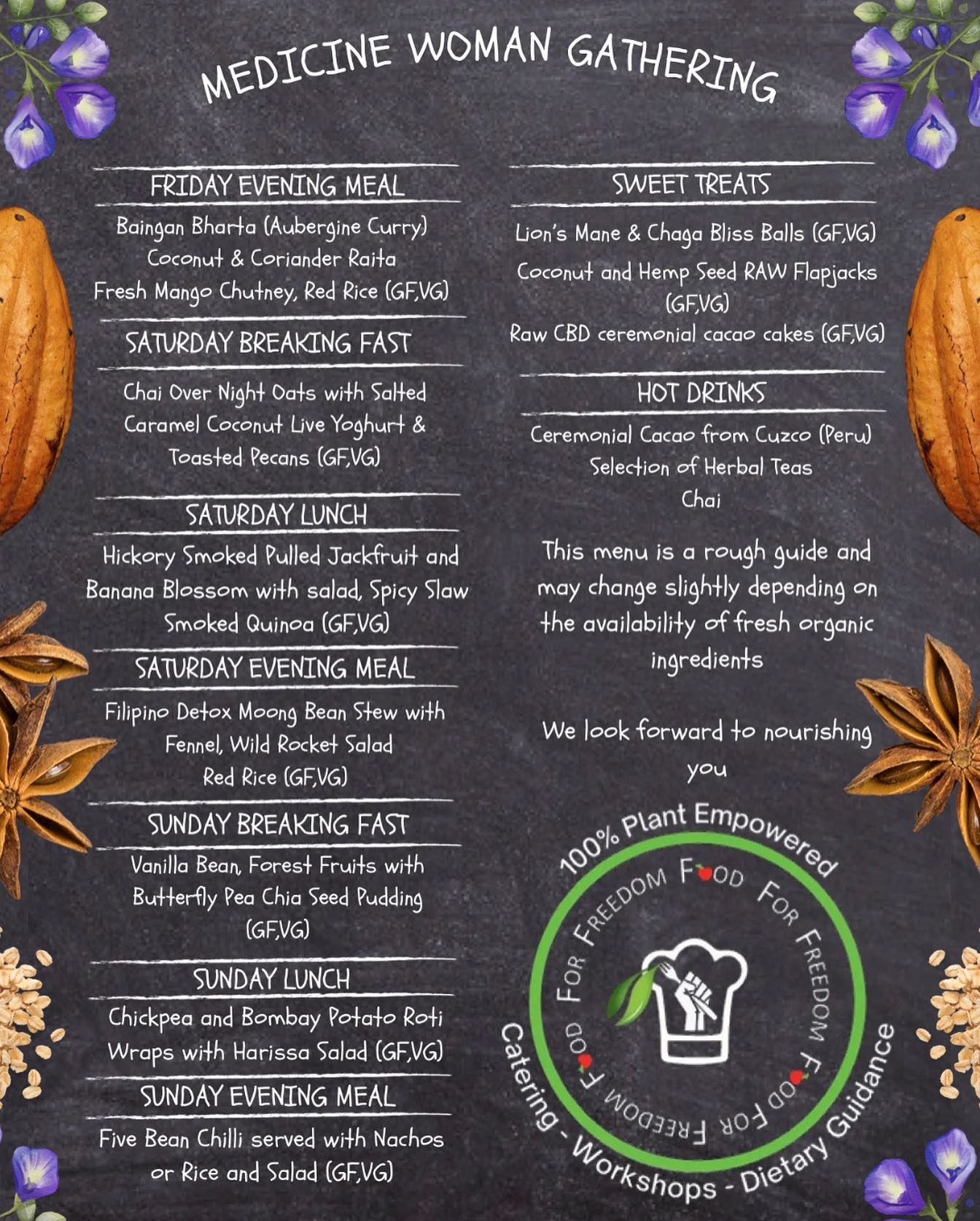🥬☀️ FOOD IS MEDICINE ! ☀️🥬
This year at Medicine Woman Gathering, we are so excited and blessed to be nourished by the incredible @food_for_freedom_ 😍❤️
What a delicious, plant-powered menu — full of organic goodness, beautiful flavours, and medicinal ingredients — that will offer our village, deep sustenance crafted with intention and love! 🥥🫐☀️🥬✨
Rooted in the Earth,
Rising in Sisterhood.
🧡
#foodismedicine #plantpowered #organichealing #medicinewoman #medicinewomangathering #sacredsisterhood #earthrooted #nourished #wearethewomen