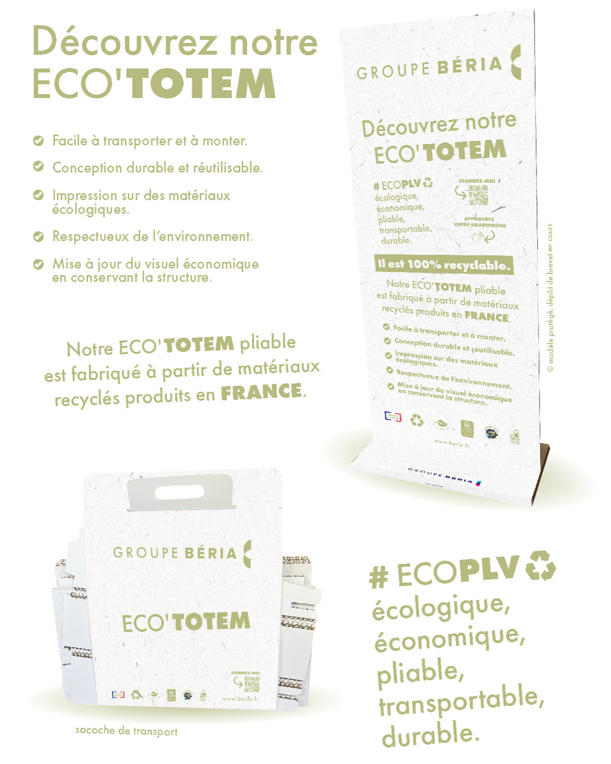 🌿 Marquez les esprits, pas la planète !
Besoin d’un support visuel impactant et éco-responsable ?
Découvrez notre totem pliable en carton nid d’abeille : léger, robuste, pratique et 100 % recyclable et fabriqué en France.
Facile à monter, il se plie et se transporte dans sa sacoche dédiée.
La mise à jour du visuel est facile et économique. Plus besoin de tout jeter.
C’est l’alternative idéale au roll-up plastique et aluminium pour réduire votre empreinte carbone sans compromis sur l’image.
Cette innovation du Groupe Béria développée par @_seb.p_ t et @alex.beyly, a été déposée.
Vous voulez le votre ?
☎️ 05 57 92 79 80 - 📧 ais@beria.fr
🌍 https://linktr.ee/AISBeria
