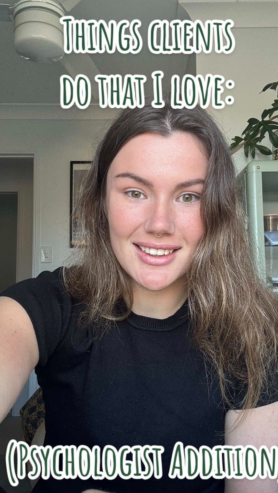 Things clients do that I love as a psychologist
If you’re looking for a warm, chill, neuroaffirming space to explore your stuff, I’ve got Telehealth spots open.
Link in bio to connect with Unfurl Psychology 🌿
#unfurlpsychology #therapytok #neuroaffirming #queeraffirming #ndpsychologist #telehealththerapy #psychologistsoftiktok #australianpsychologist #mentalhealthaustralia