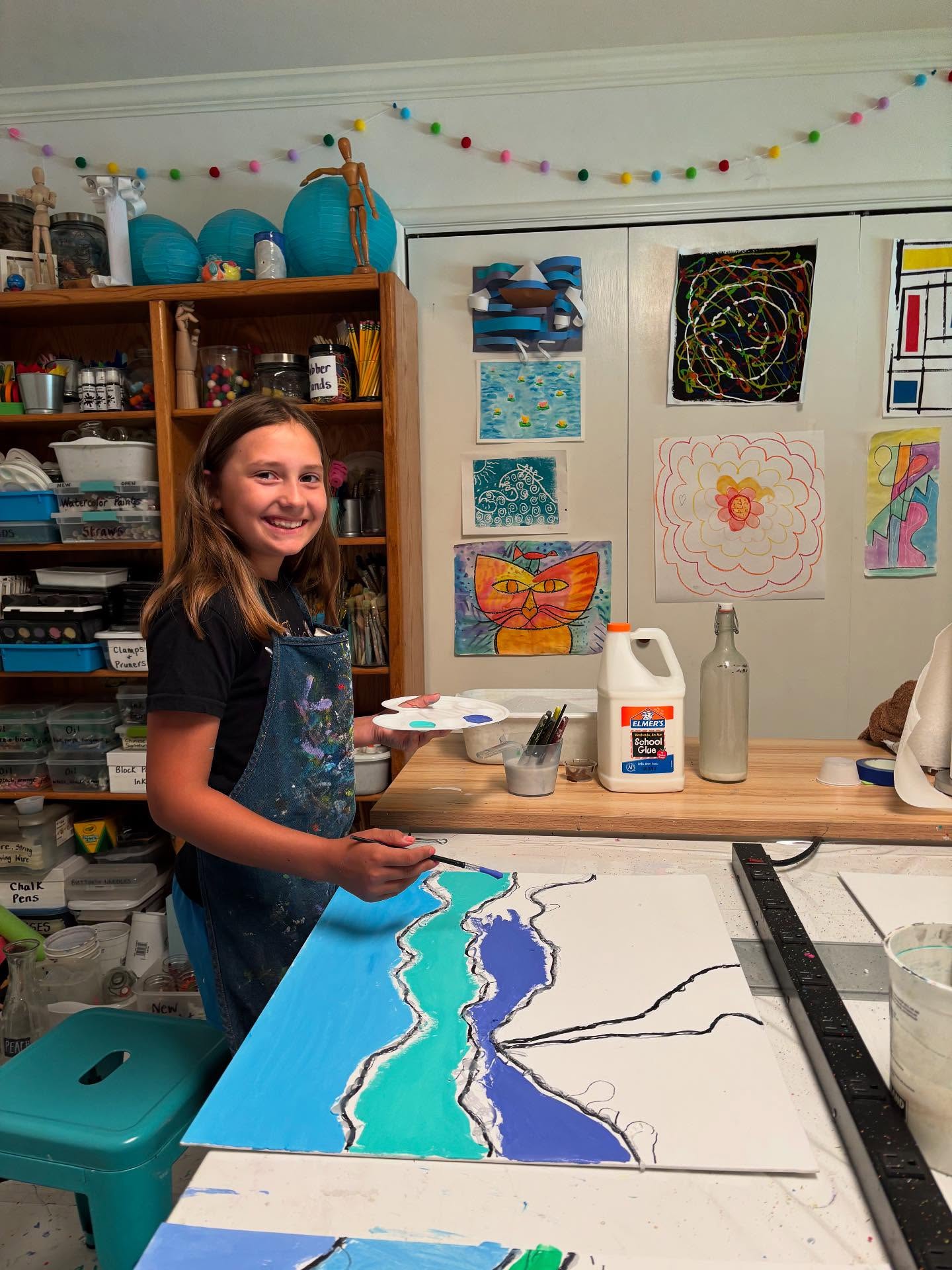 What a fantastic time we are having in the studio this week. The studio is full of smiles, energy and plenty of chit chat. We have spent the last couple of days creating an alien sculpture, painting a wacky landscape and tomorrow we start another project that involves our names!