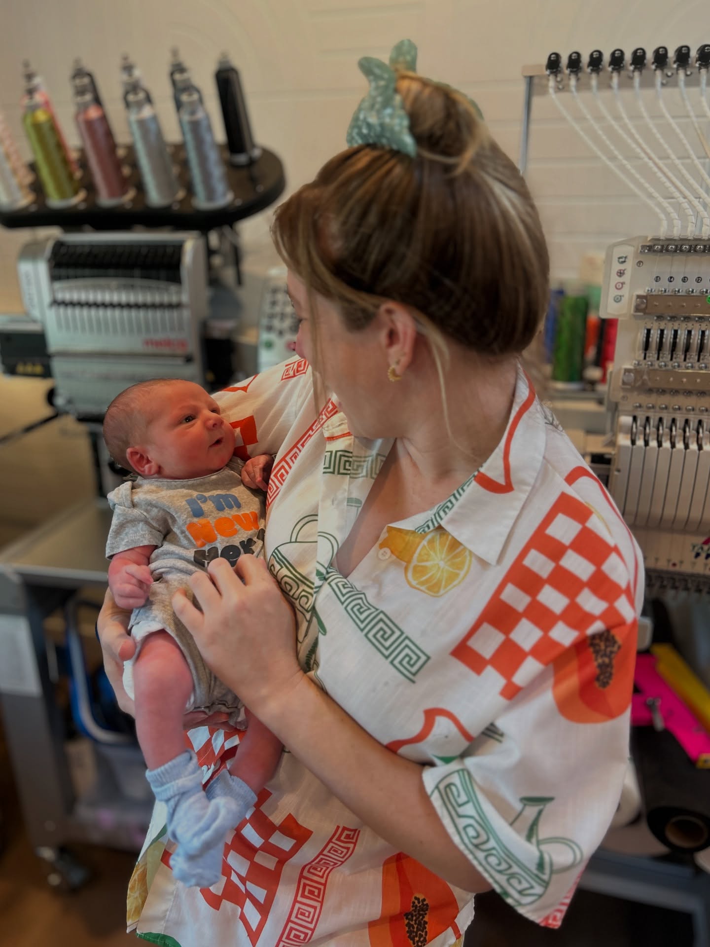 Some views from the studio from the past few months 🤰🏼🧵🪡
Just a reminder that we have a few elves shipping merch, but custom orders are closed for a few months while we train the newest Rollyhog employee. He seems determined, but does require a lot of snuggles and naps, so apologies for any delays!